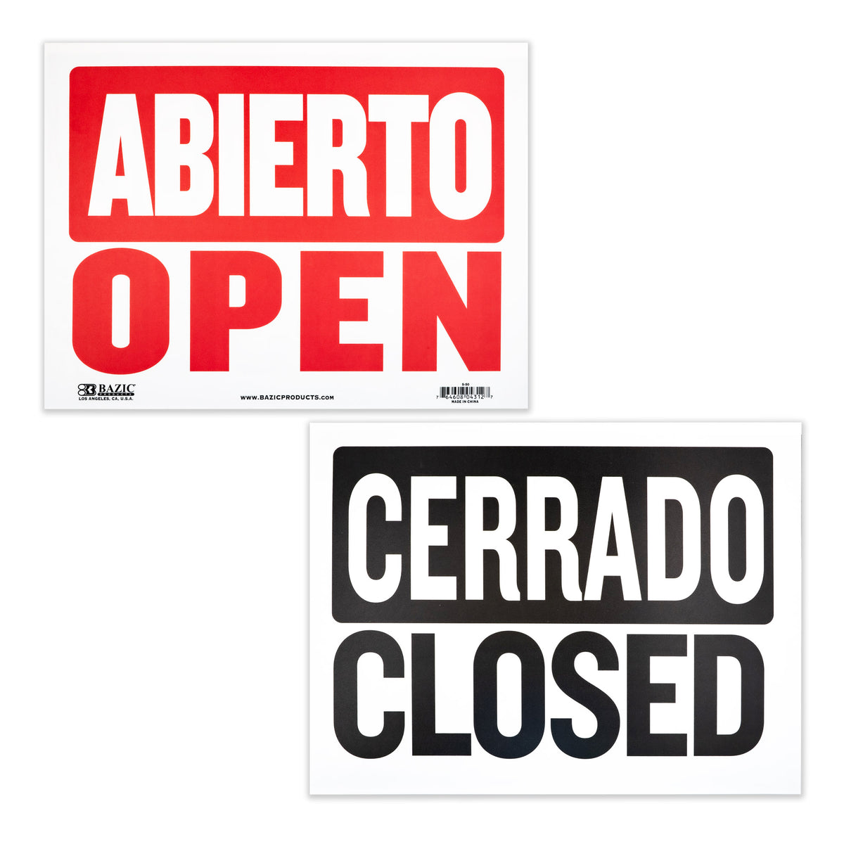 Abierto with Cerrado on Back Sign, 9 x 12 in, Weather Resistant