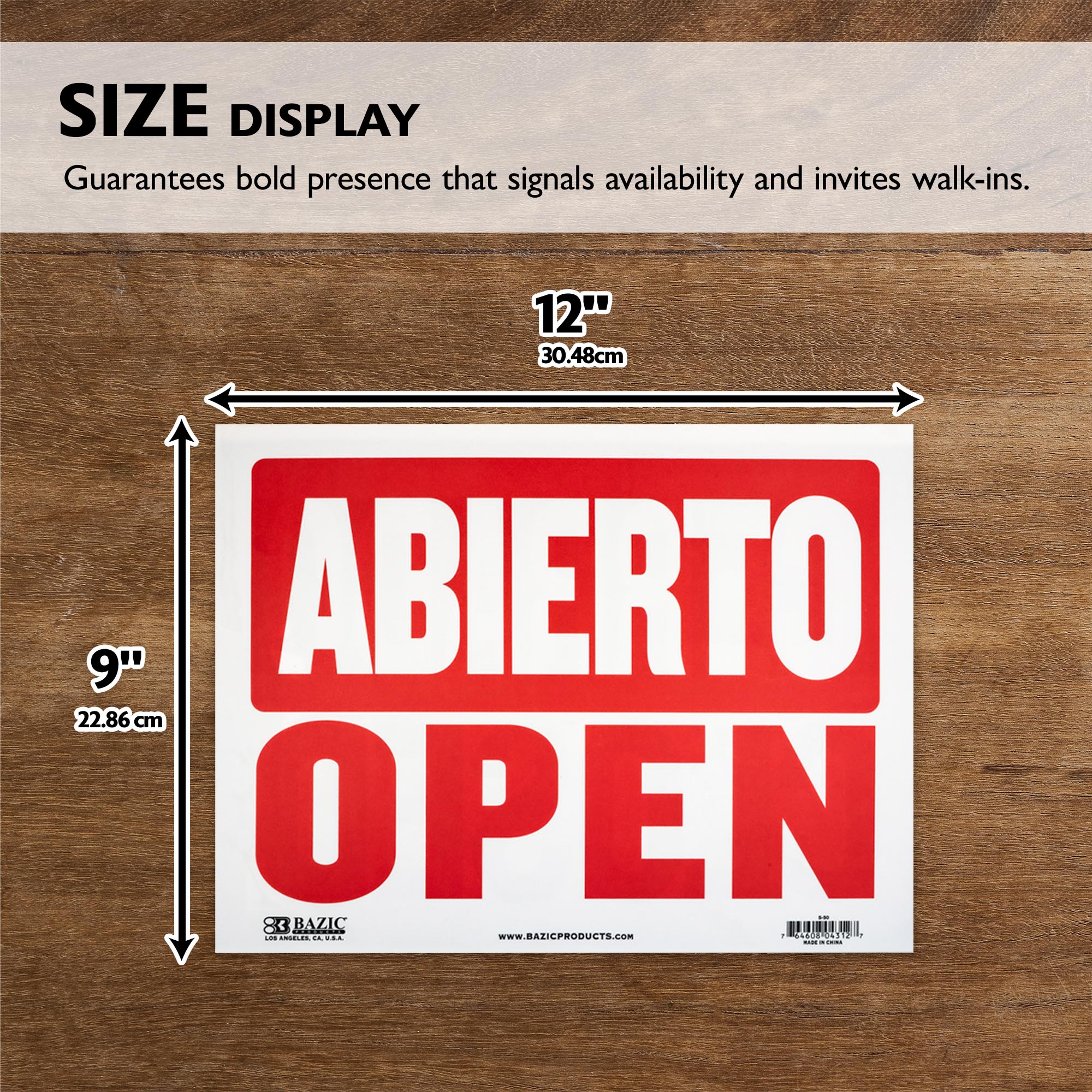9" X 12" Abierto Sign w/ Cerrado Sign on Back
