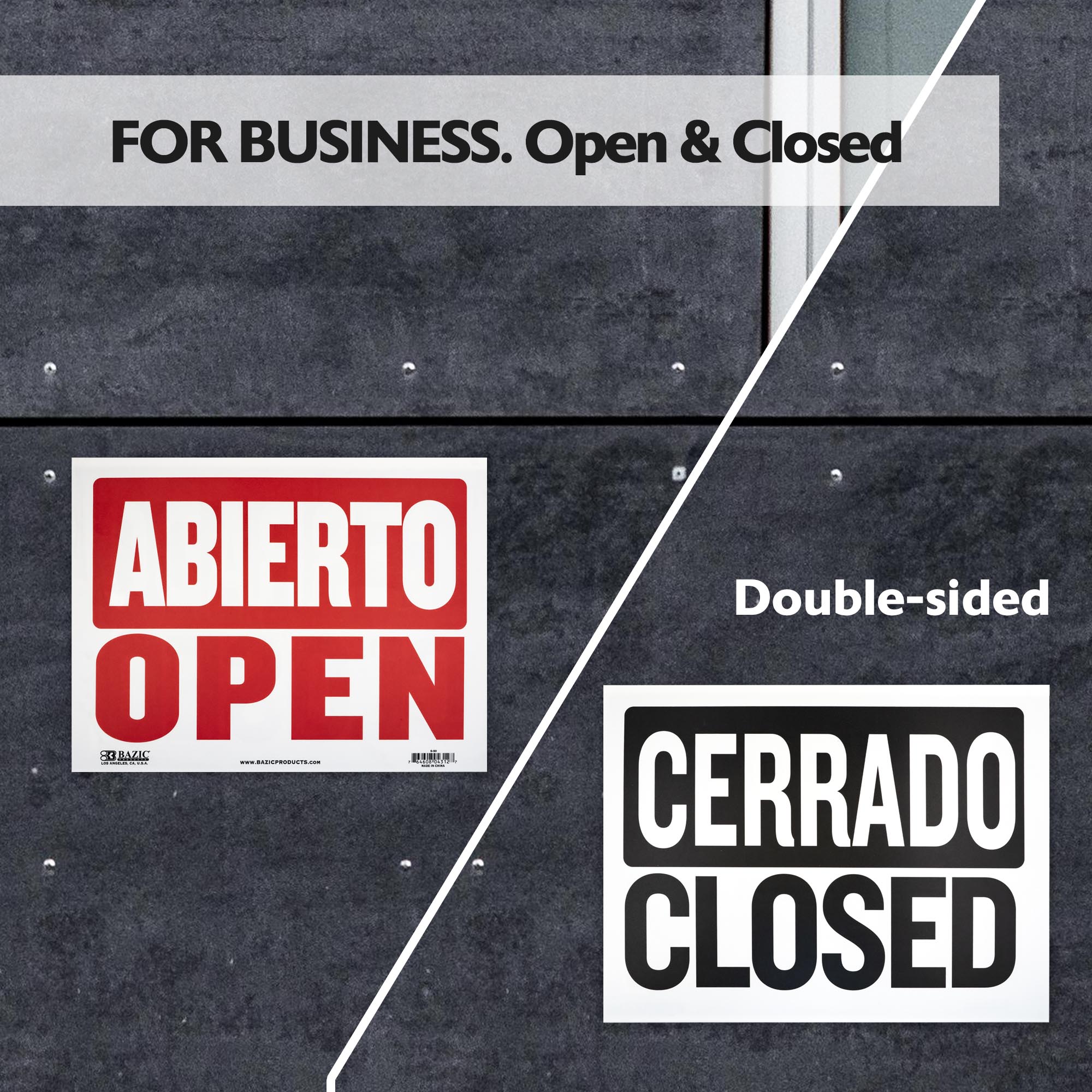 Abierto with Cerrado on Back Sign, 9 x 12 in – BAZIC Store