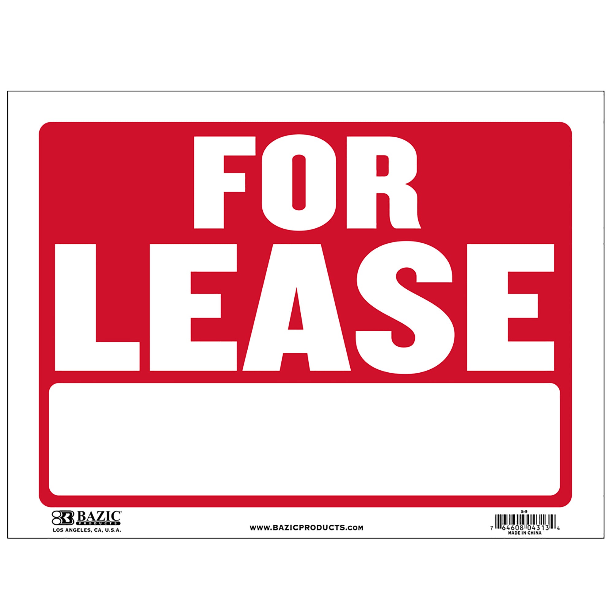 9" X 12" For Lease Sign