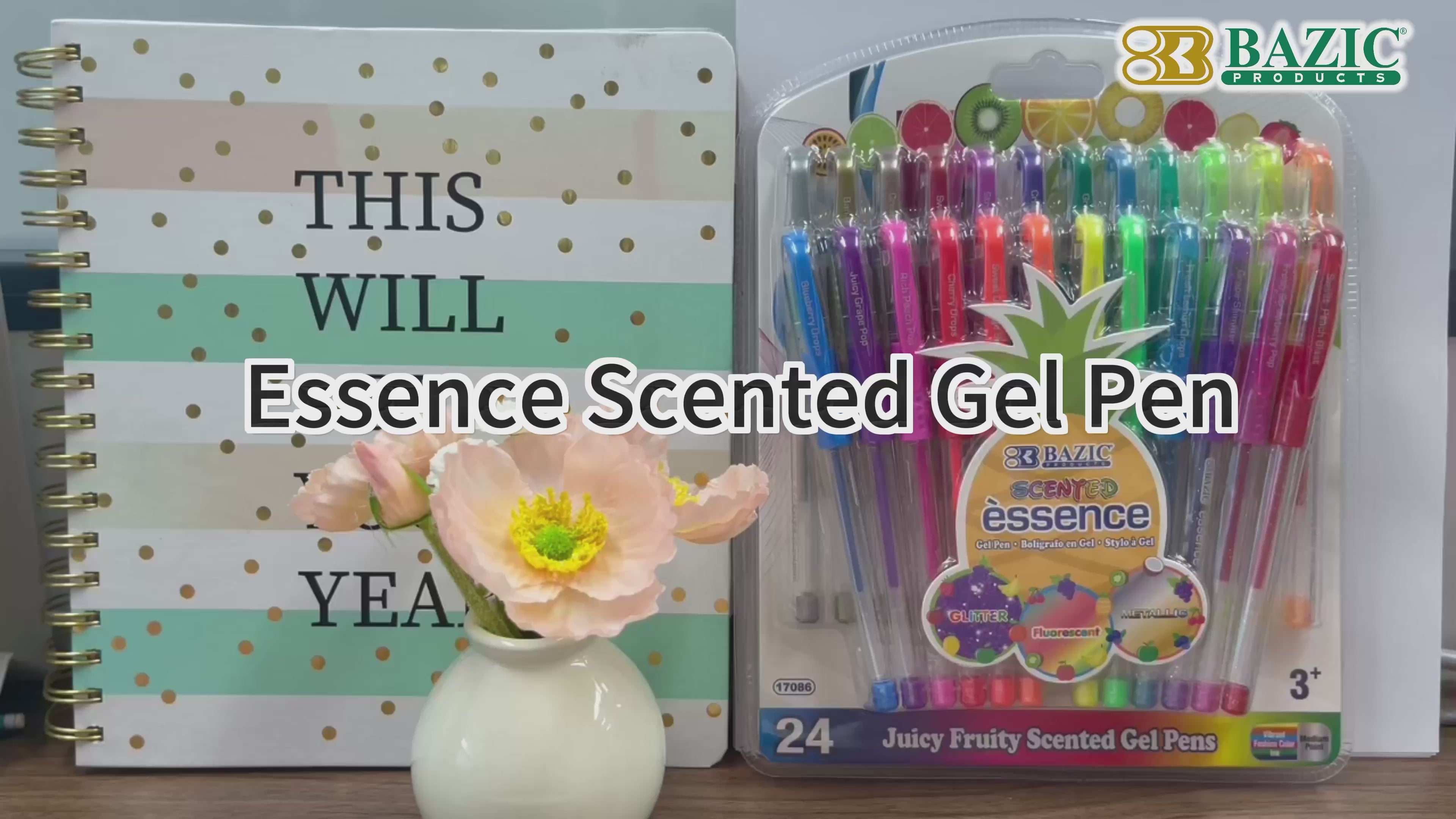 Load video: 24 Scented Essence Gel Pen w/ Cushion Grip