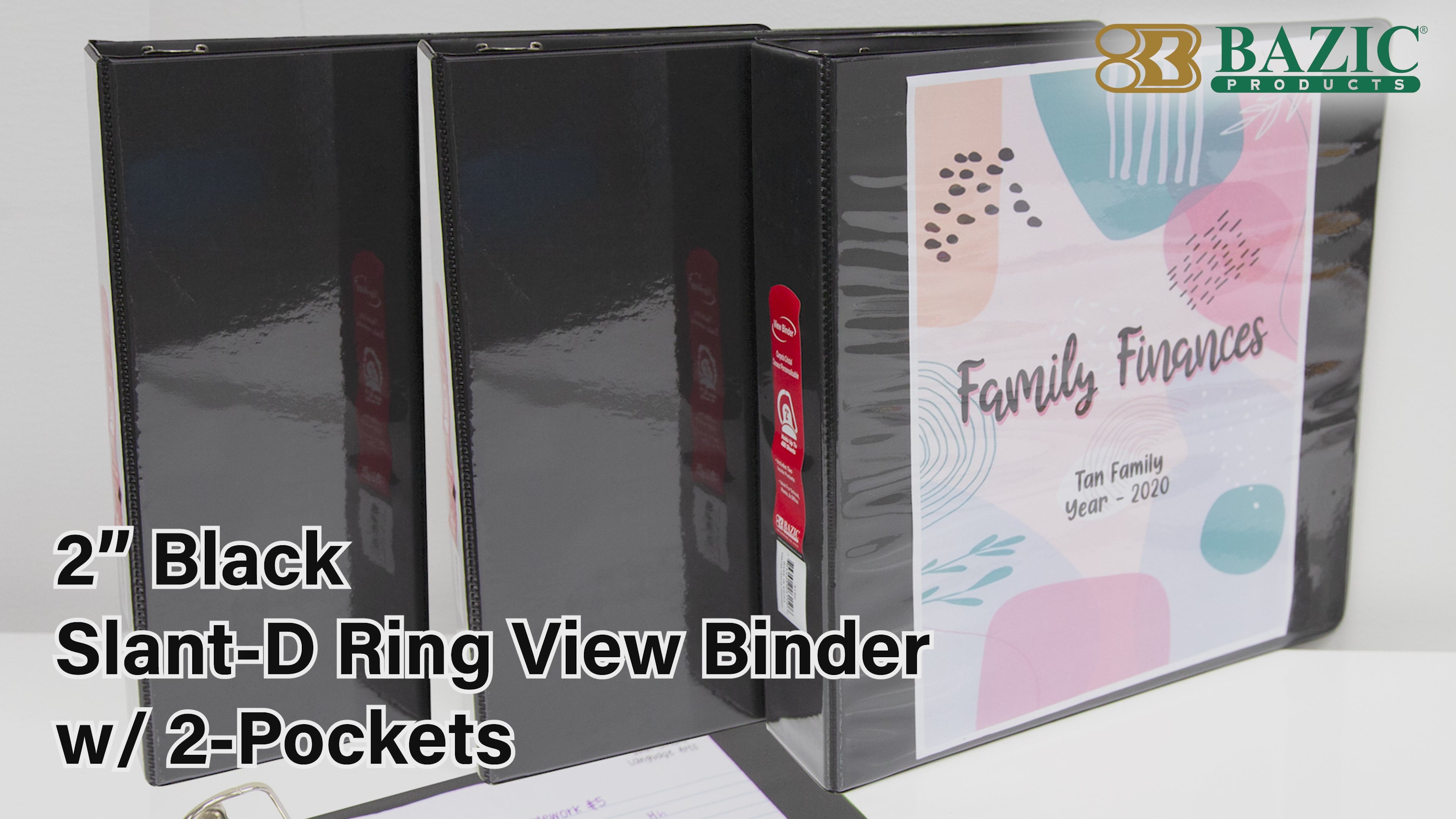 Load video: 2&quot; Blue Slant D-Ring View Binder w/ 2-Pockets