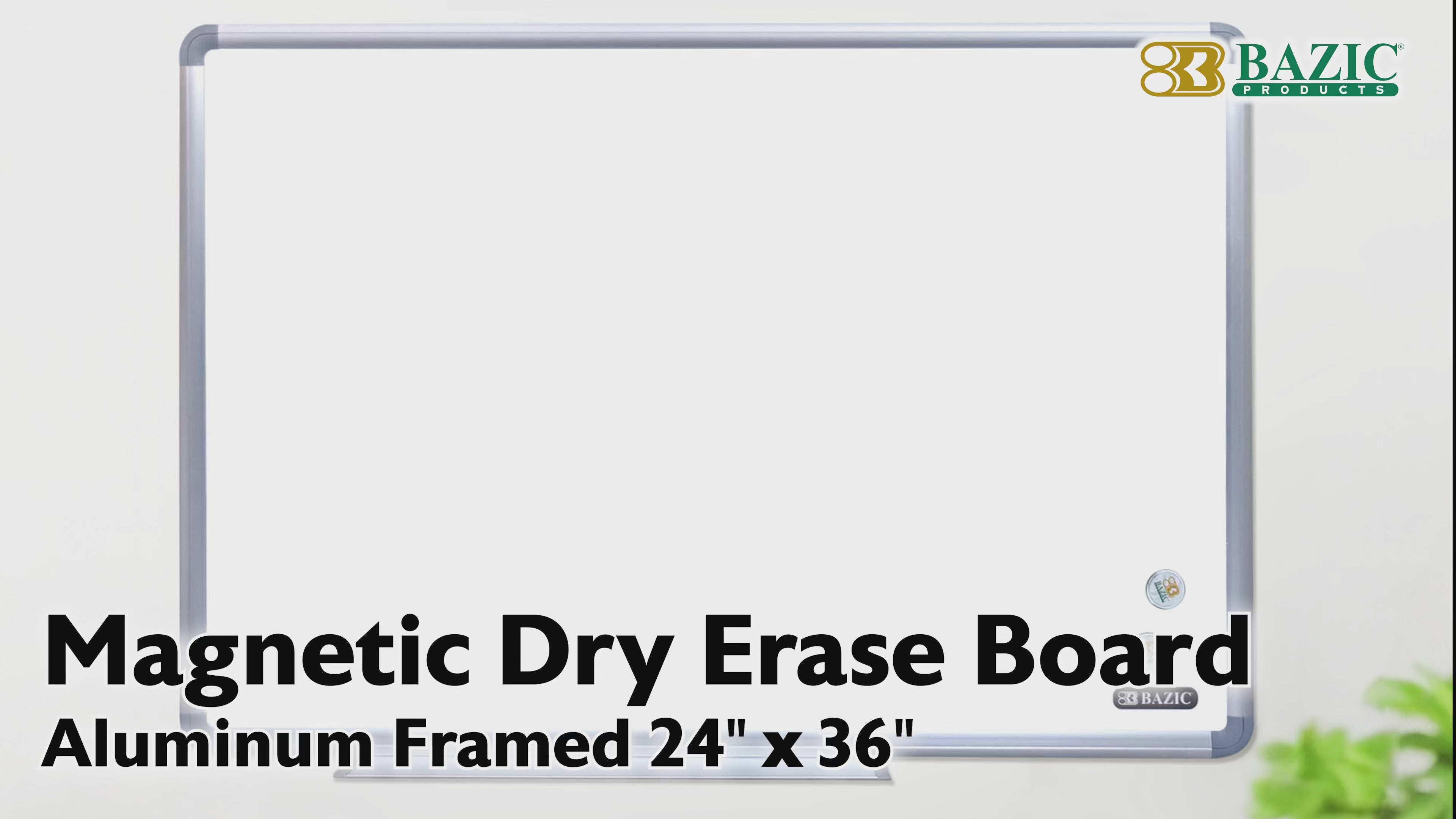 Load video: 24" x 36" METALLIQUE Aluminum Frame Magnetic Dry Erase Board Value Pack