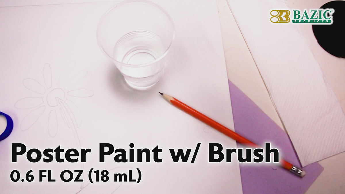 Load video: 4-Color Poster Paint Set with Brush