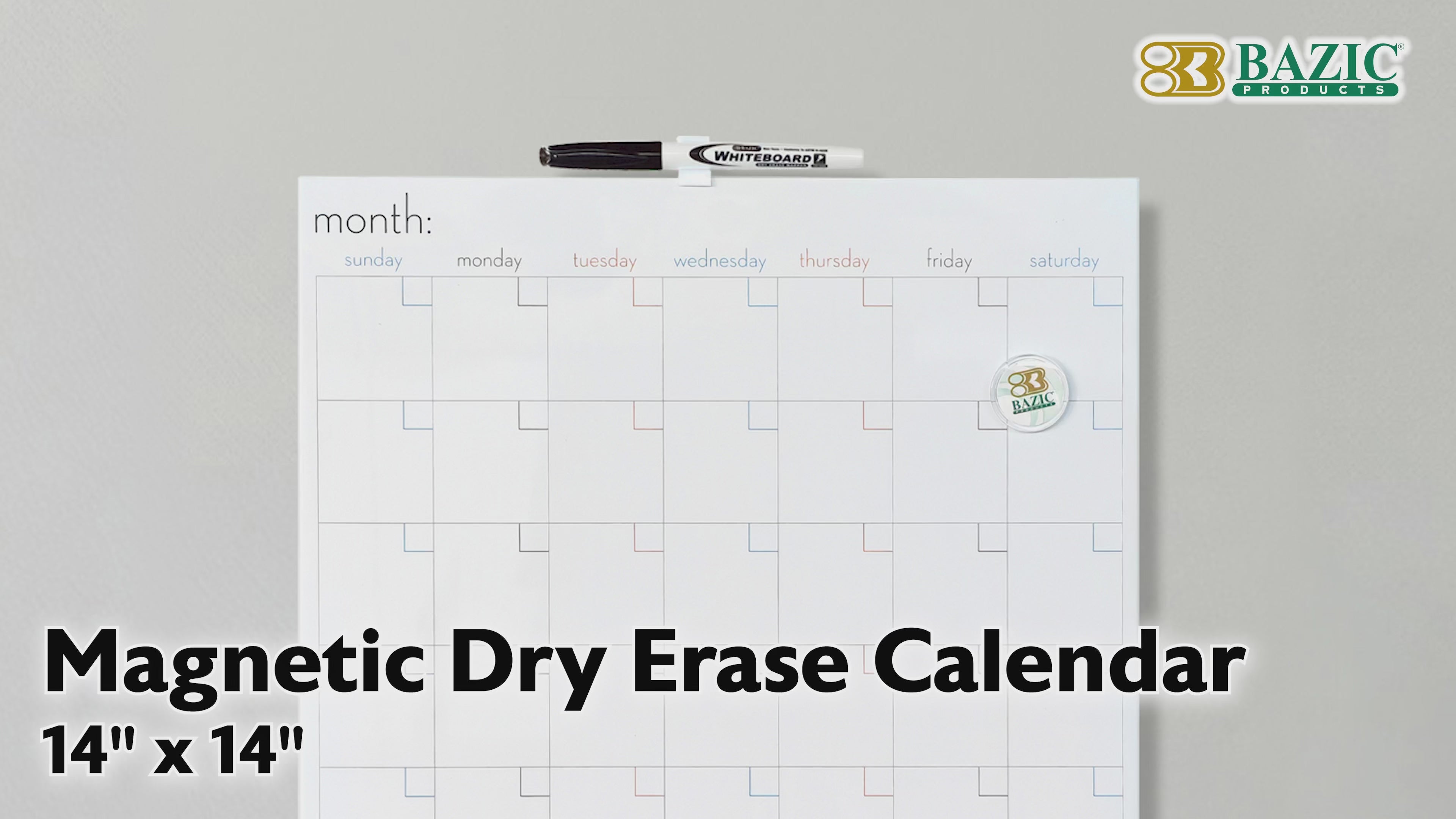 Load video: 14" x 14" CUBIX Magnetic Dry Erase Calendar Tile