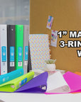 1" Classic Color Poly 3-Ring Binder w/ Pocket