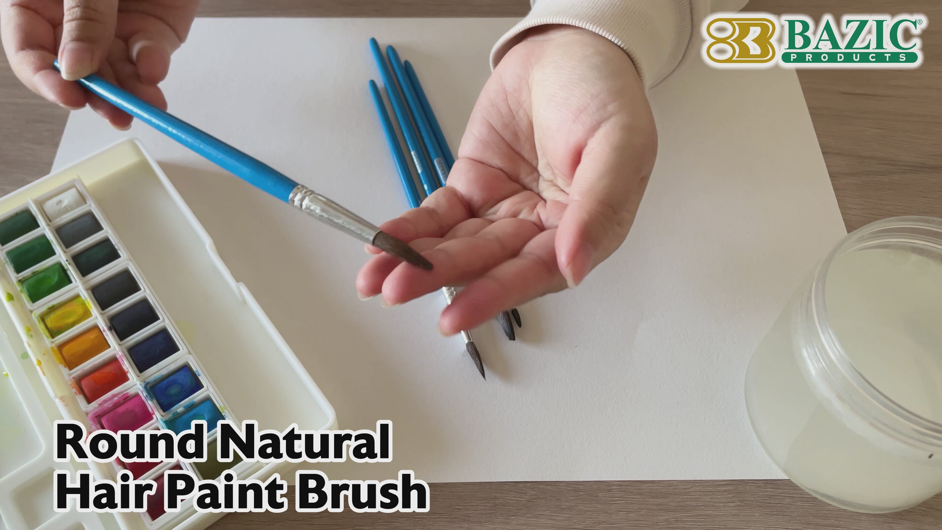 Load video: Round Natural Hair Paint Brush Set
