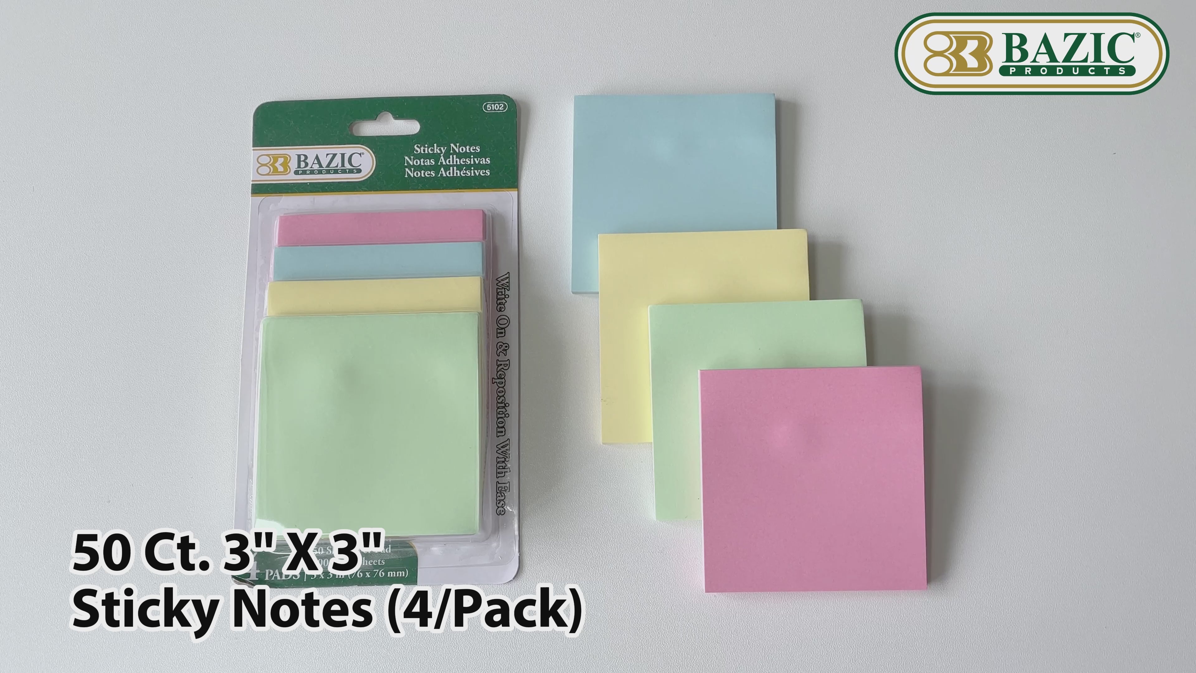 Load video: Pastel Sticky Notes, 3 x 3 in, 100 Sheets