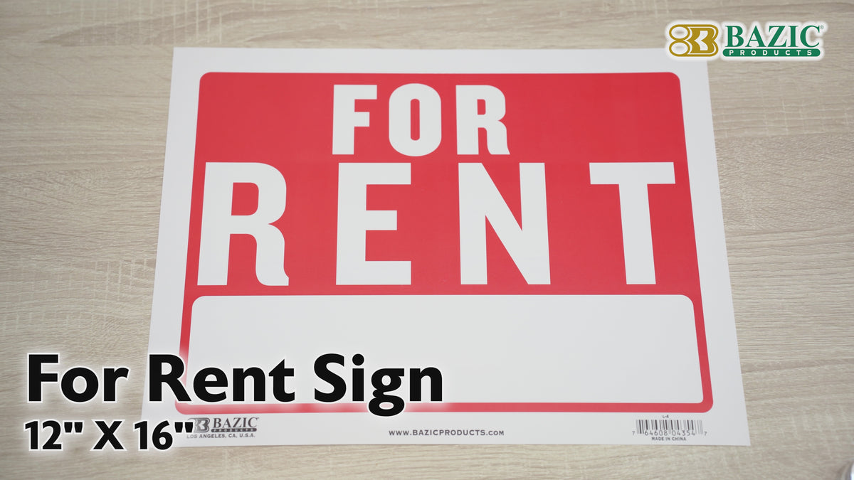 Load video: For Rent Sign, 9 x 12 in, Weather Resistant