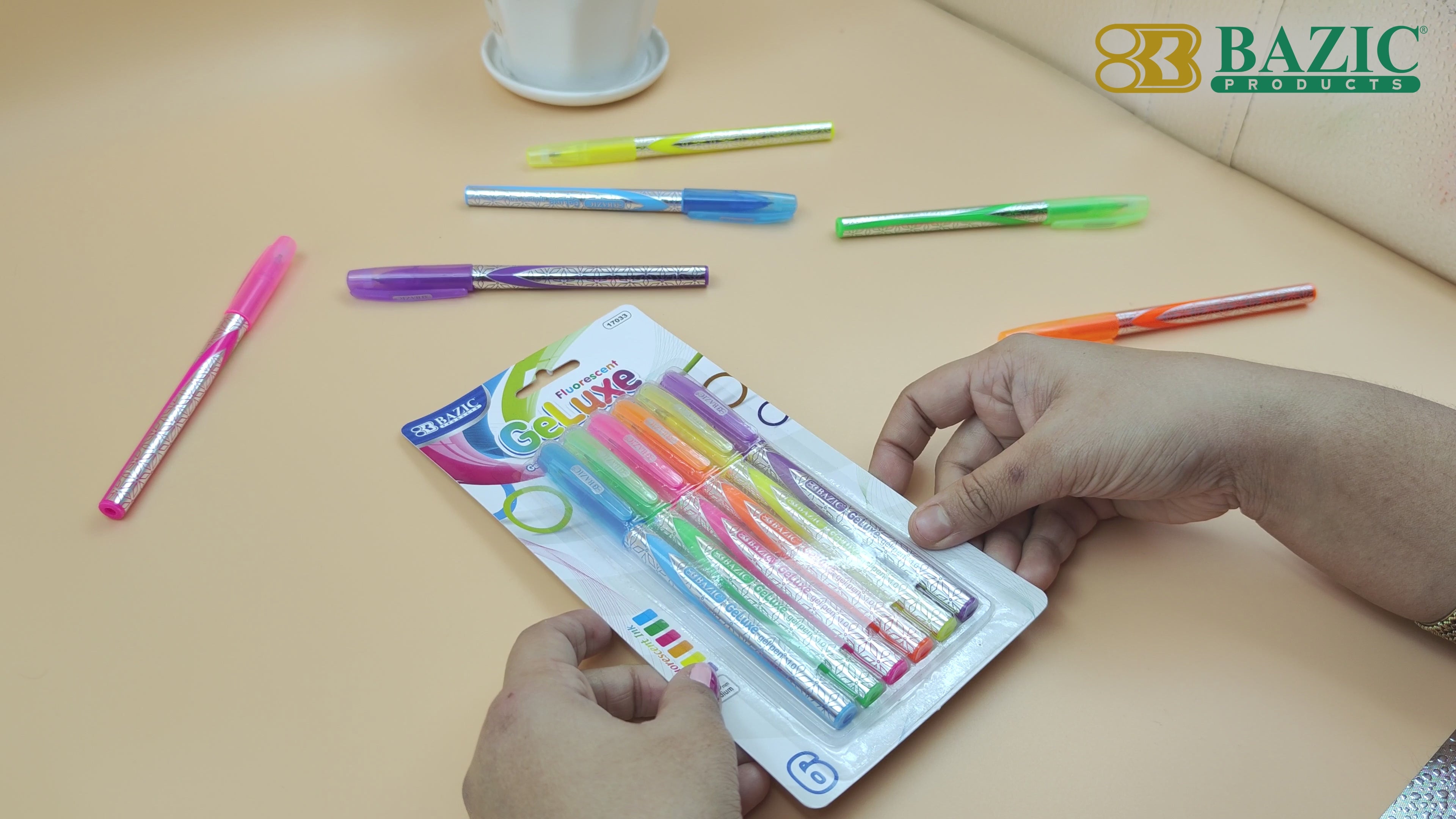 Load video: GeLuxe 6 Fluorescent Color Gel Roller Pen