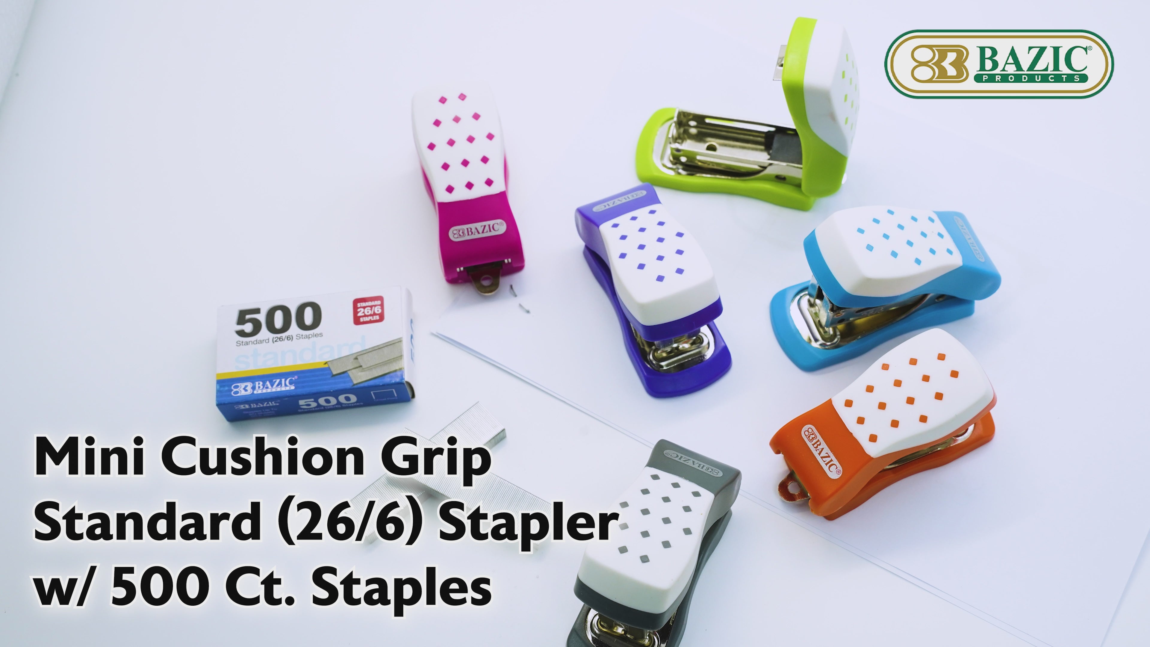 Load video: Mini Cushion Grip Stapler, 26/6, with 500 Staples