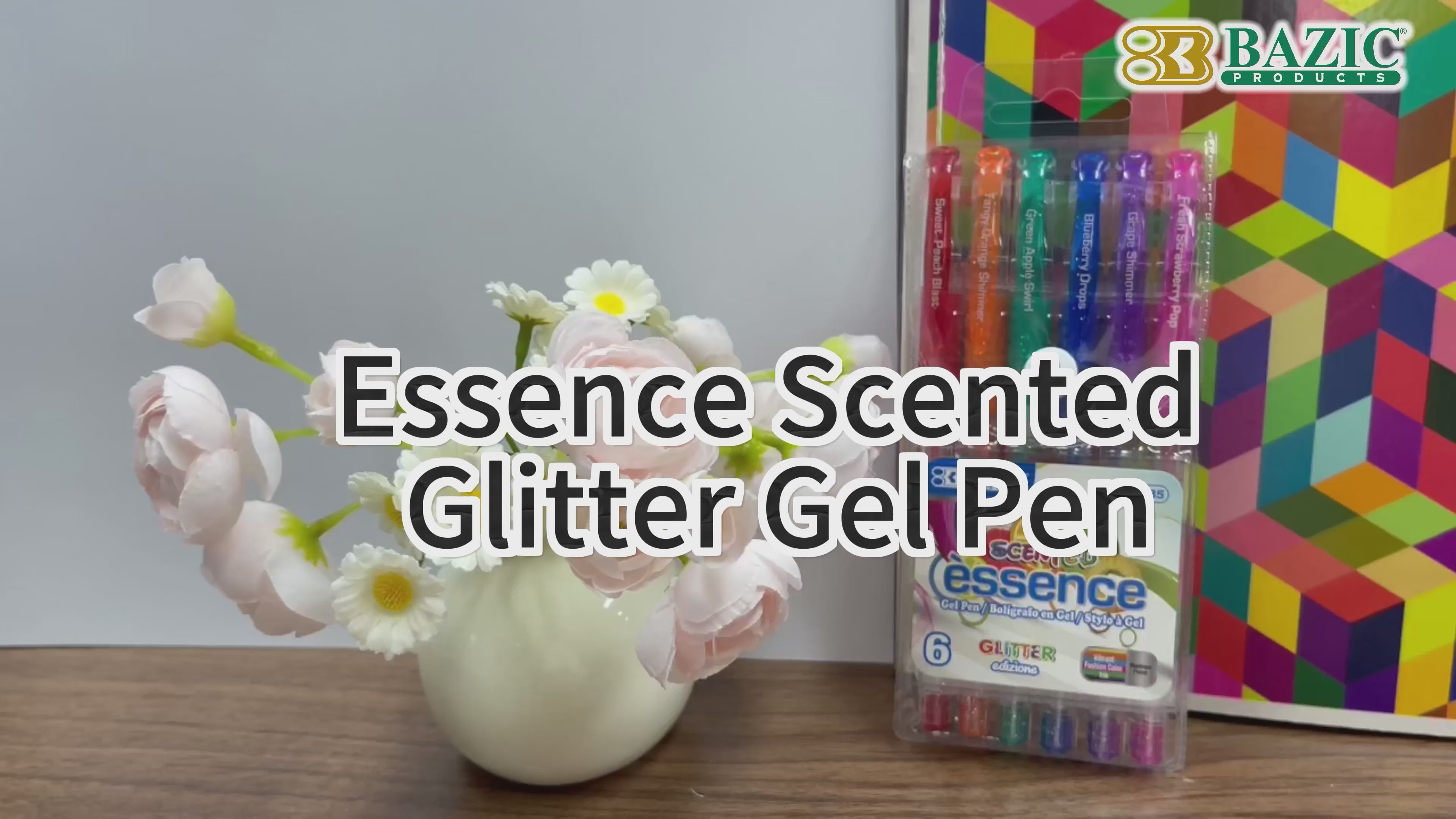 Load video: Essence Scented Glitter Gel Pens, Grip, 6 Colors, 1.0mm