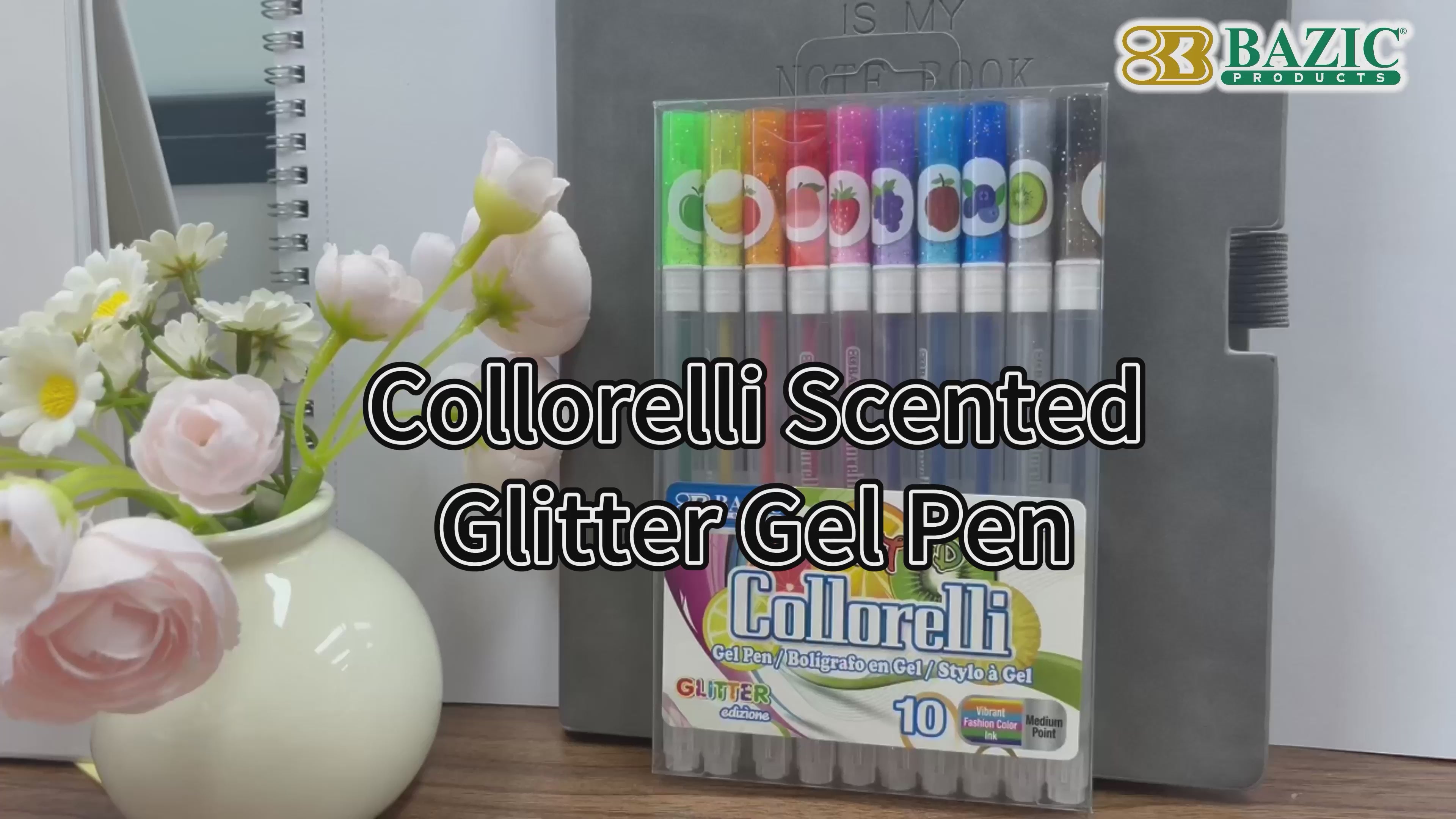 Load video: Collorelli Scented Glitter Gel Pens, 1.0mm, 10 Colors