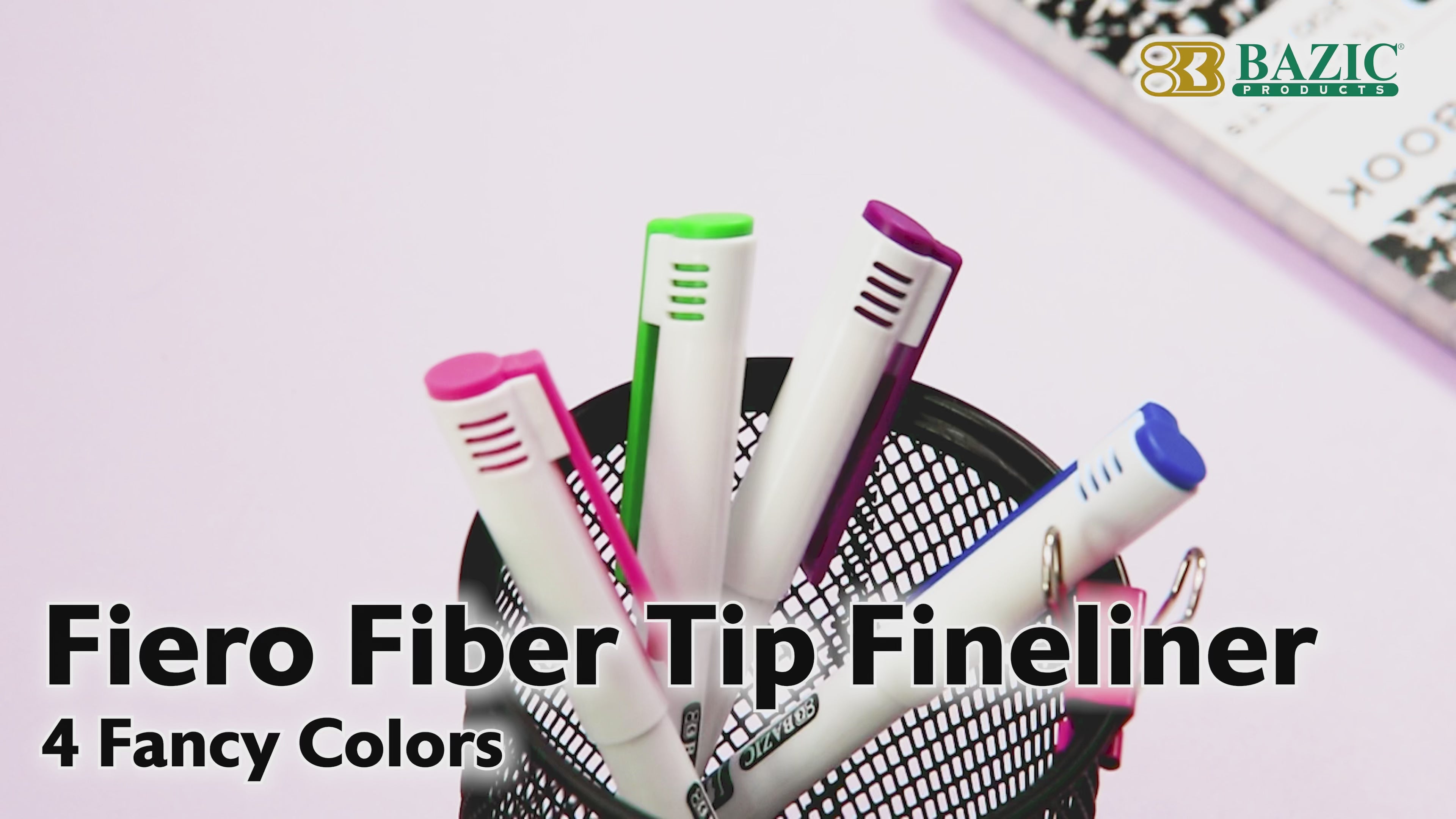 Load video: Fiero Fancy Color Fiber Tip Fineliner Pen (4/Pack)