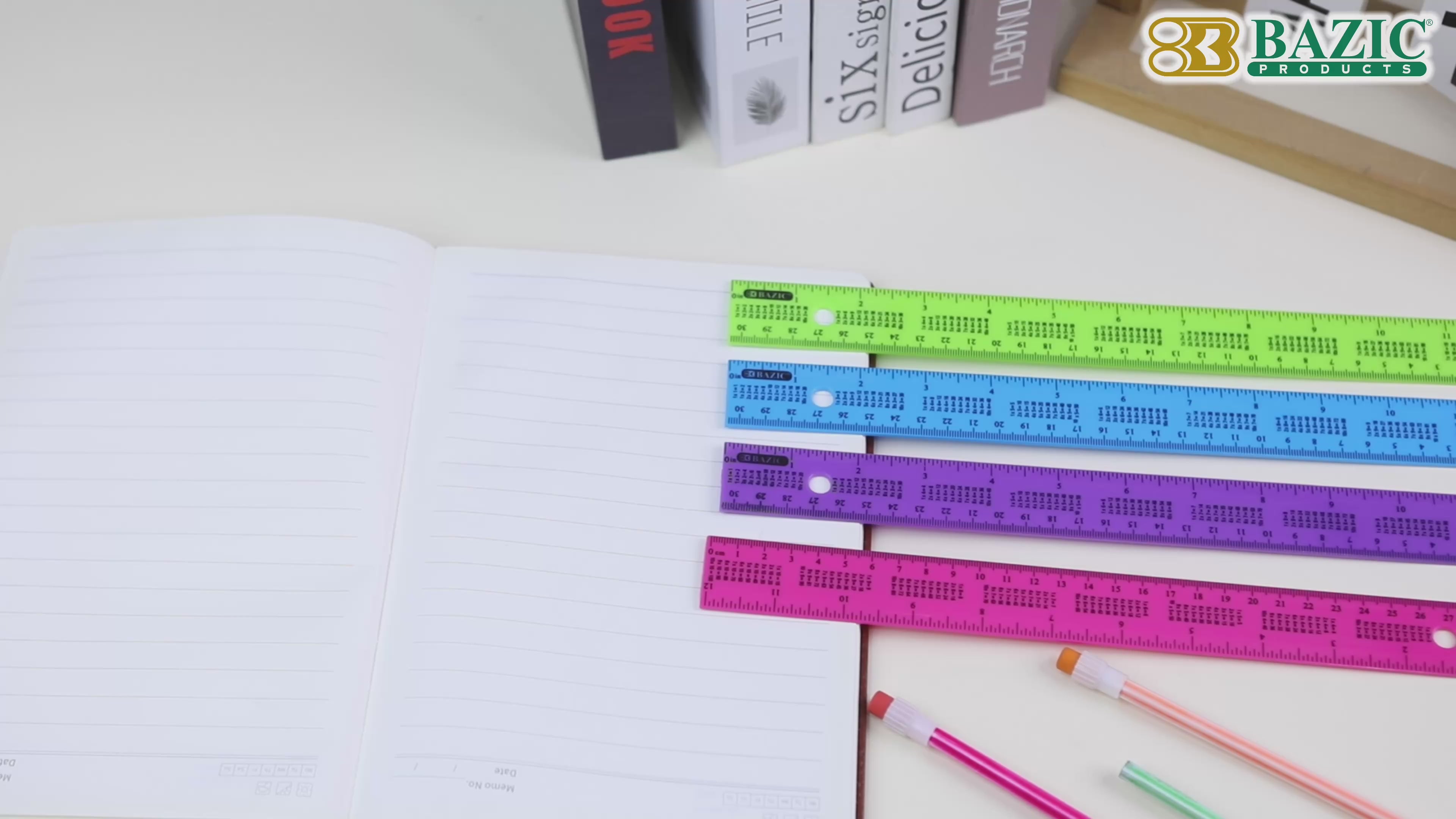 Load video: 12" (30cm) Ruler w/ Multiplication Prints (4/Pack)