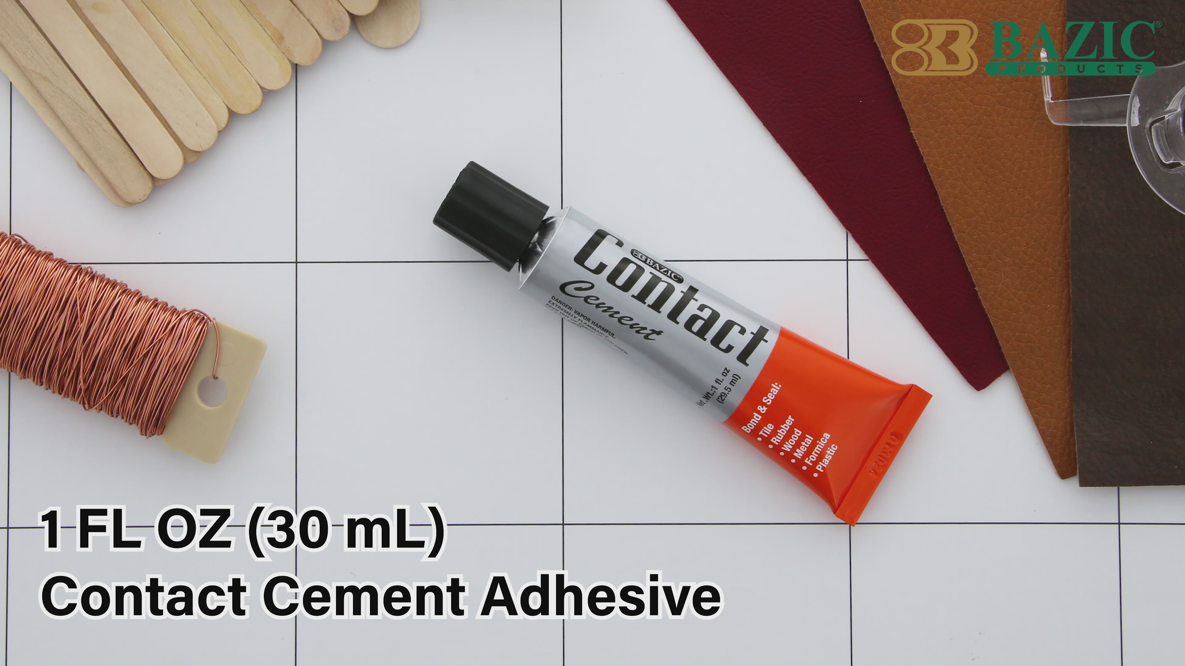 Load video: Contact Cement, 1 fl oz, for Tile Rubber Wood