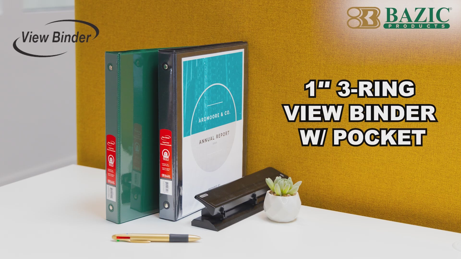 Load video: 1" Lime Green 3-Ring View Binder w/ 2-Pockets