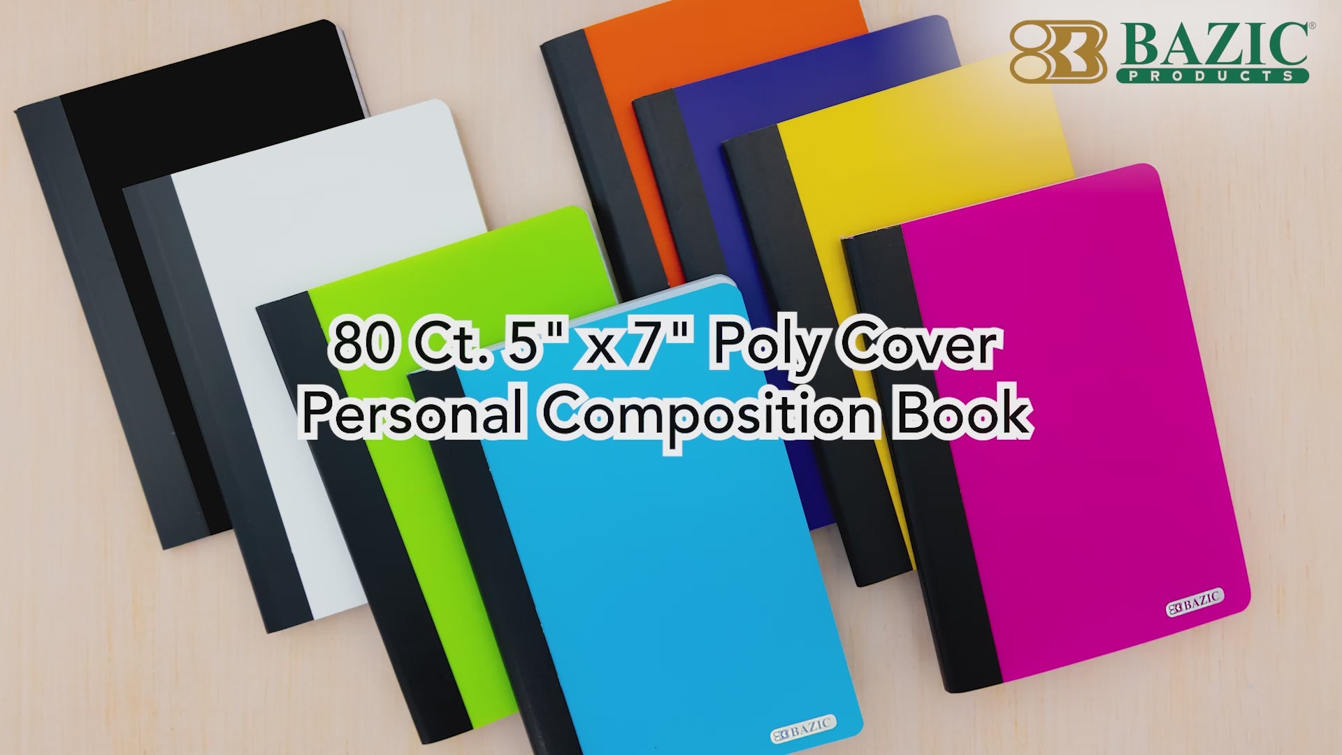 Load video: 80 Ct. 5" x 7" Poly Cover Personal Composition Book