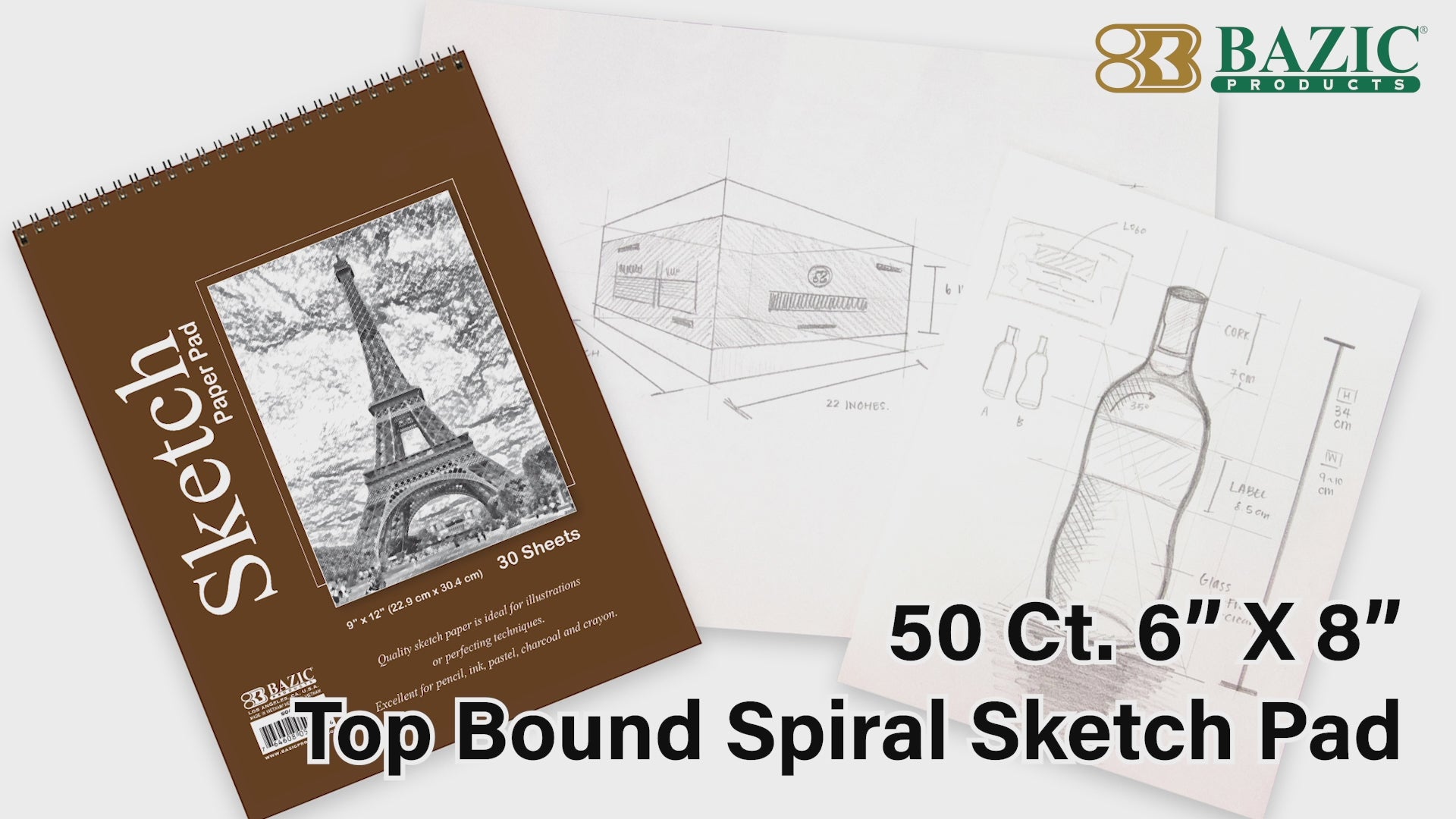 Load video: 30 Ct. 9" X 12" Top Bound Spiral Sketch Pad