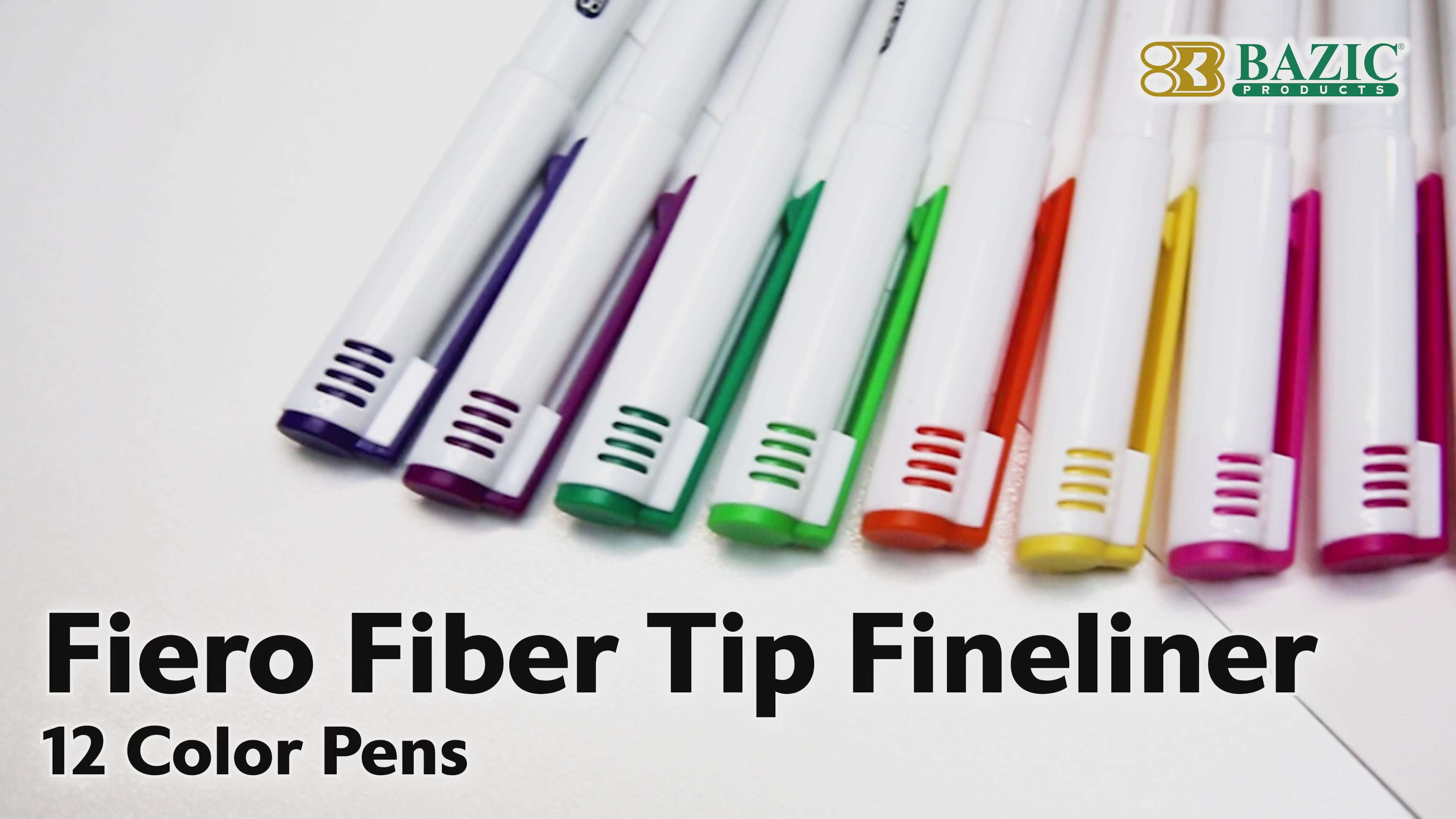 Load video: Fiero Fineliner Pens, Extra-Fine, 12 Assorted Colors