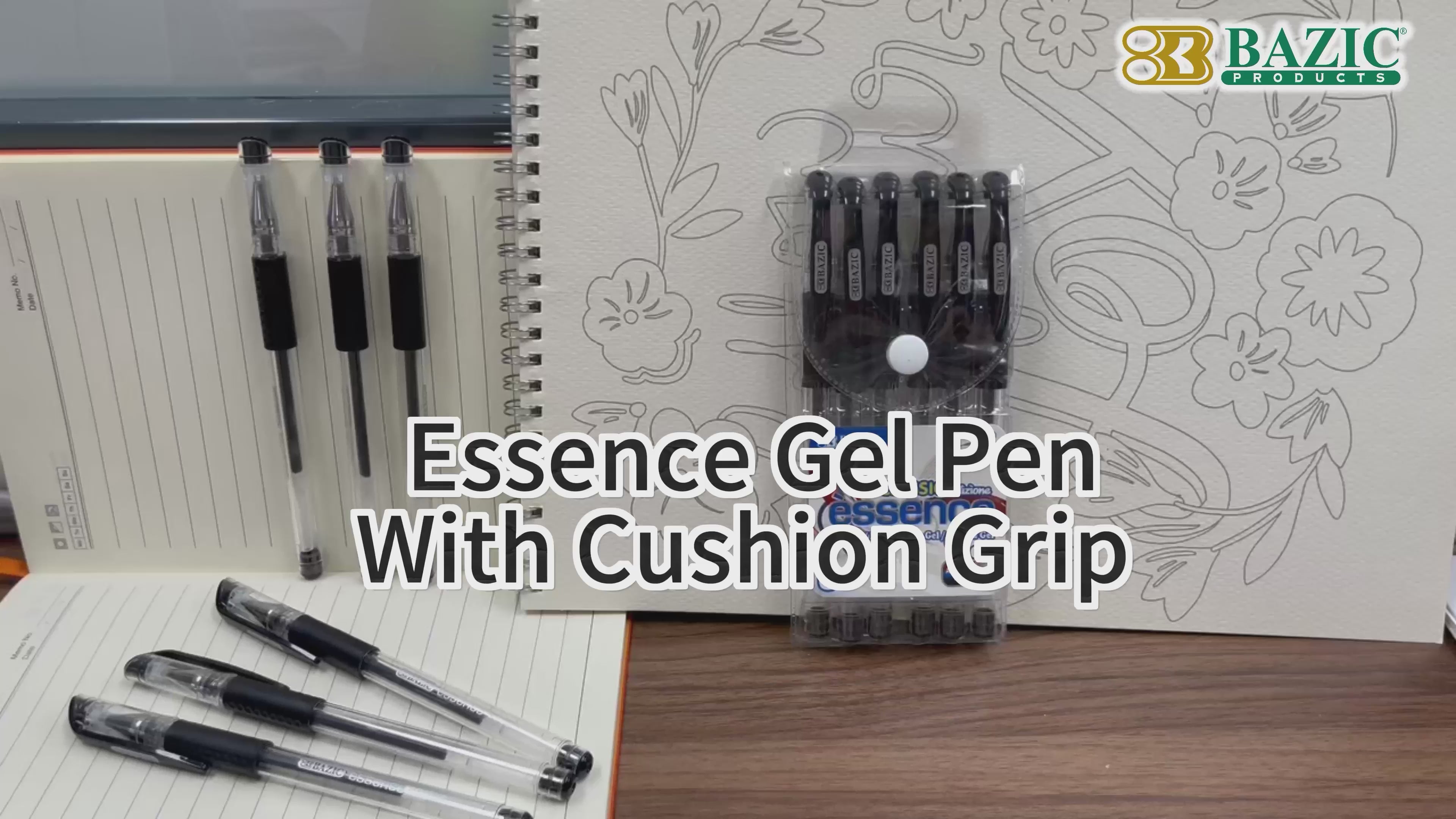 Load video: Essence Black Gel Pens, Cushion Grip, 0.7mm Medium
