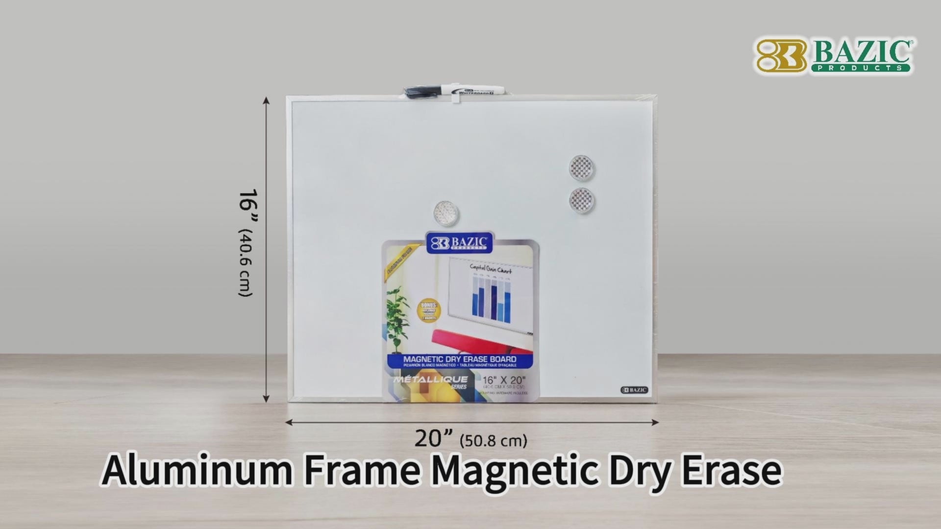 Load video: 16" X 20" METALLIQUE Aluminum Frame Magnetic Dry Erase Board