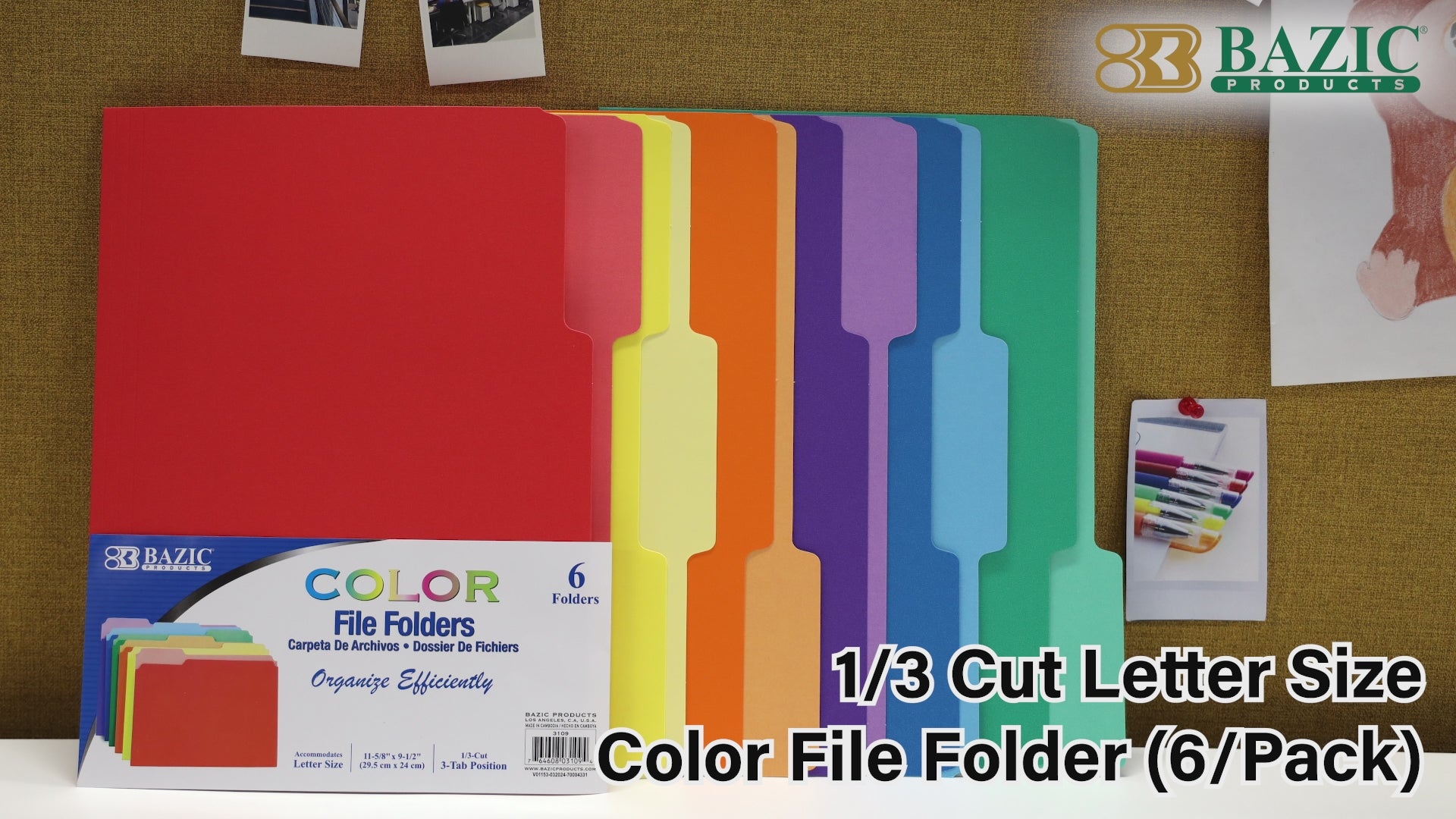 Load video: 1/3 Cut Letter Size Color File Folder (6/Pack)