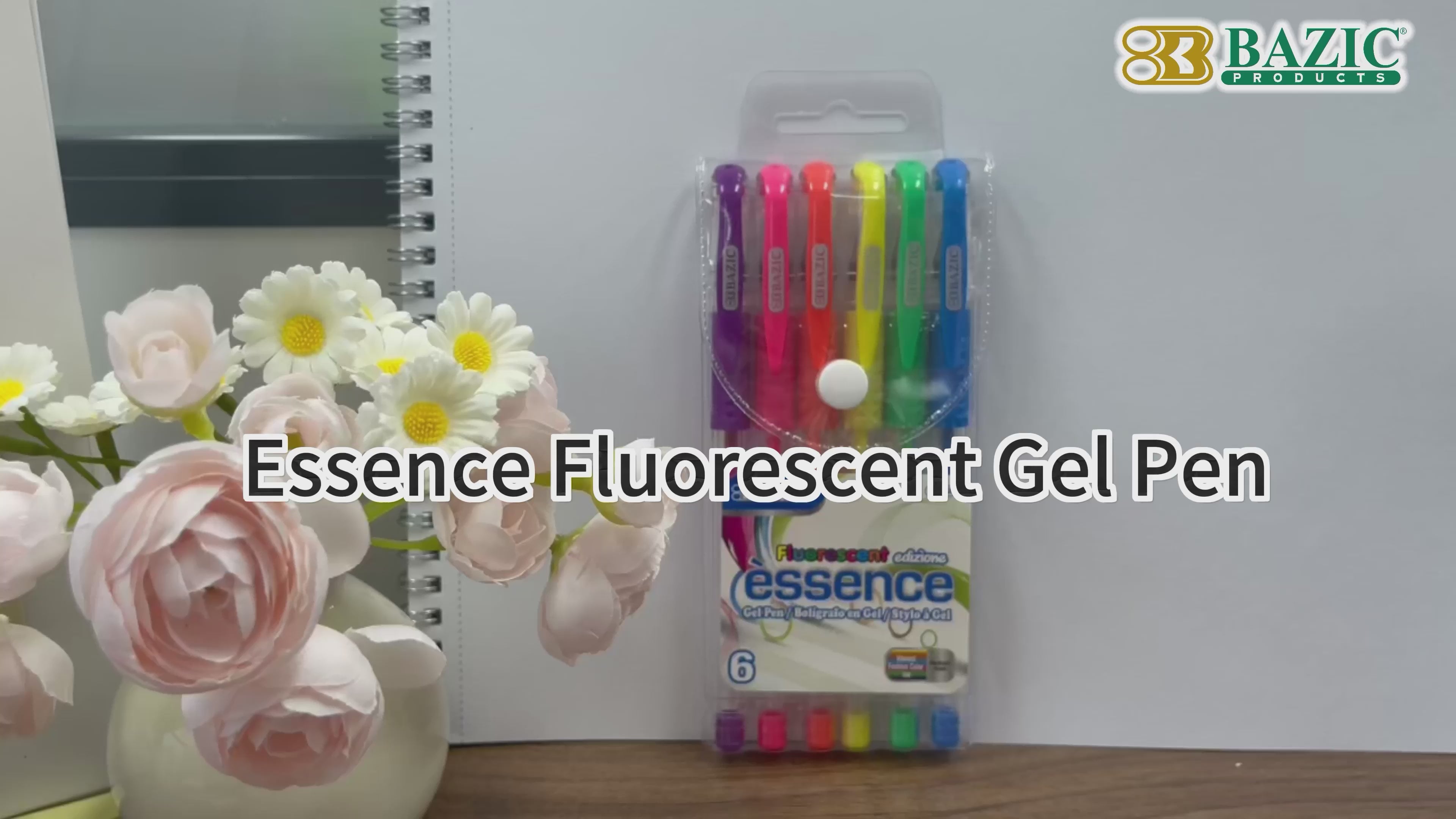 Load video: 6 Fluorescent Color Essence Gel Pen w/ Cushion Grip