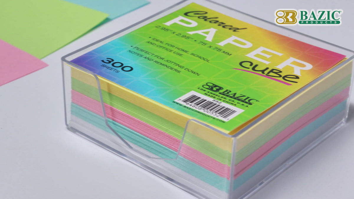 Load video: Color Paper Cube with Tray, 300 Sheets, 2.95 in