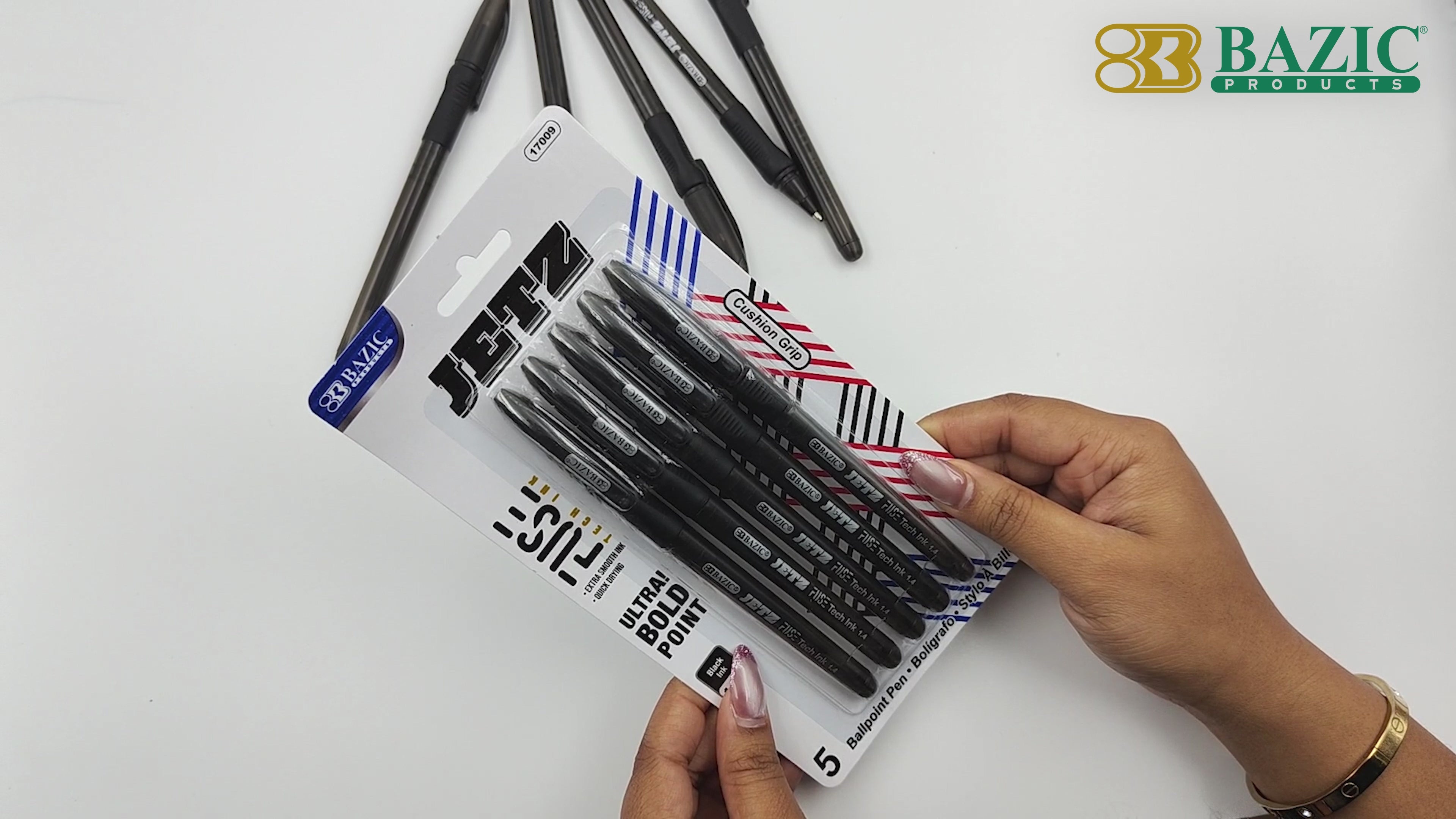 Load video: Jetz 1.4 mm Tip Black FUSE Tech Ink Pen w/ Cushion Grip (5/Pack)