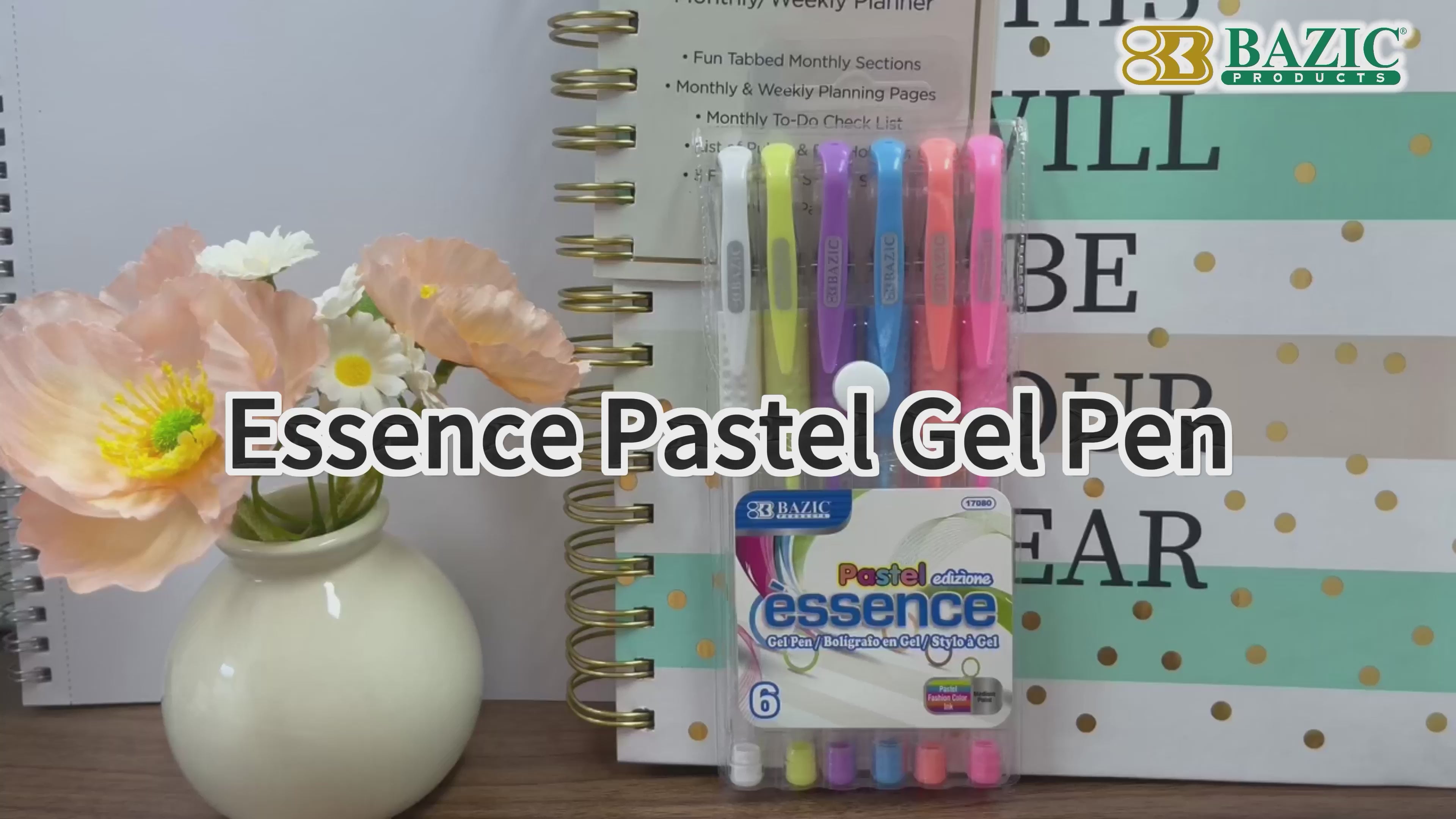 Load video: Essence Pastel Gel Pens, Grip, 0.8mm Medium, 6 Colors