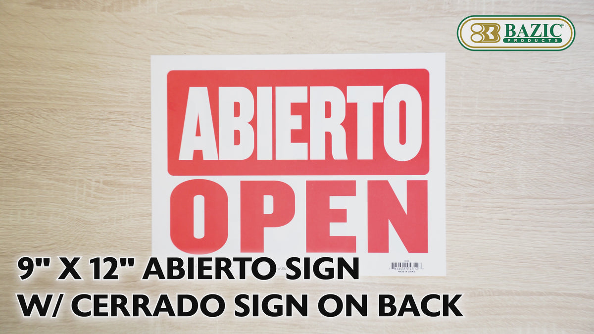 Load video: Abierto with Cerrado on Back Sign, 9 x 12 in, Weather Resistant