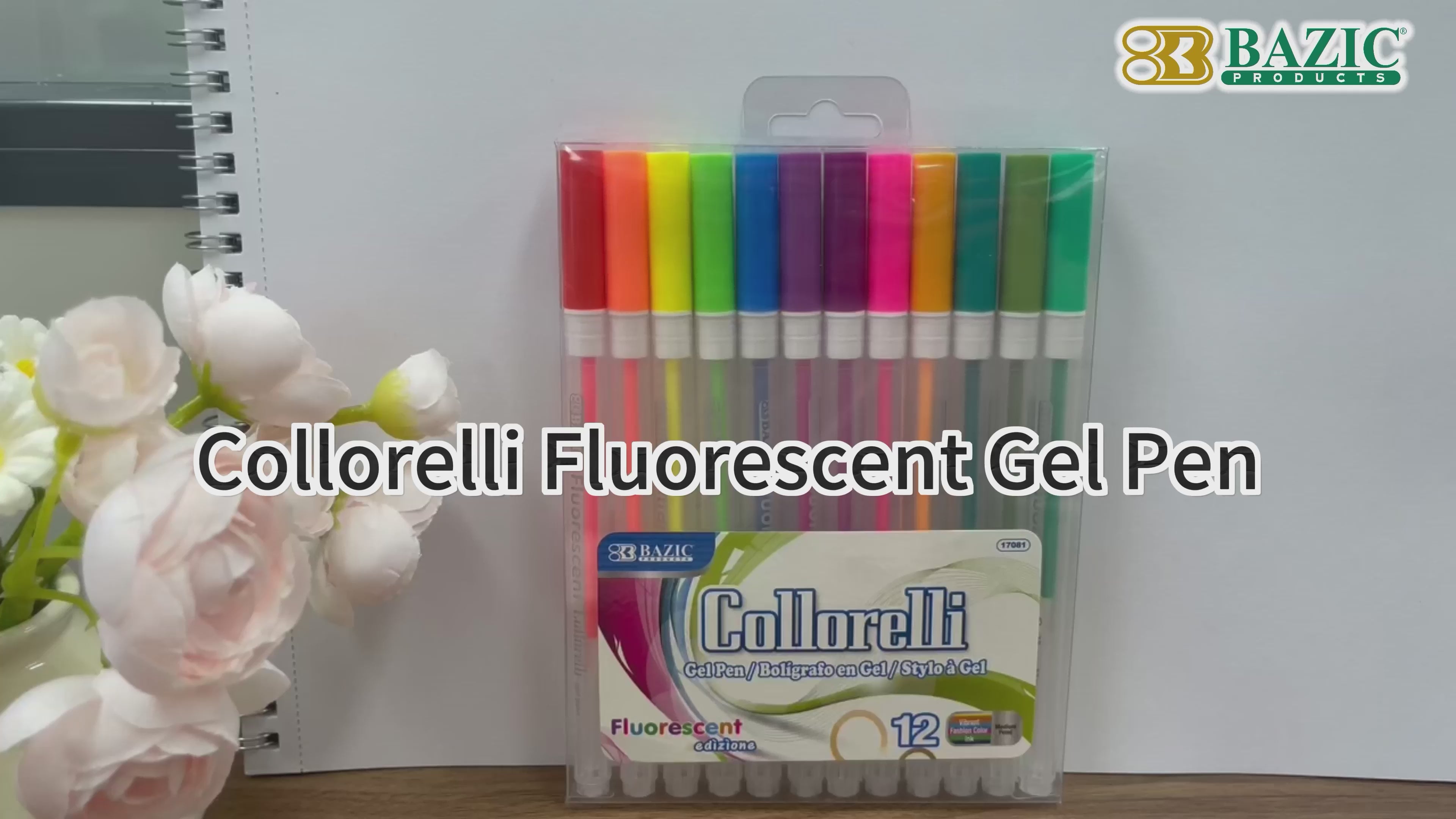 Load video: Collorelli Fluorescent Gel Pens, 0.8mm Medium, 12 Colors