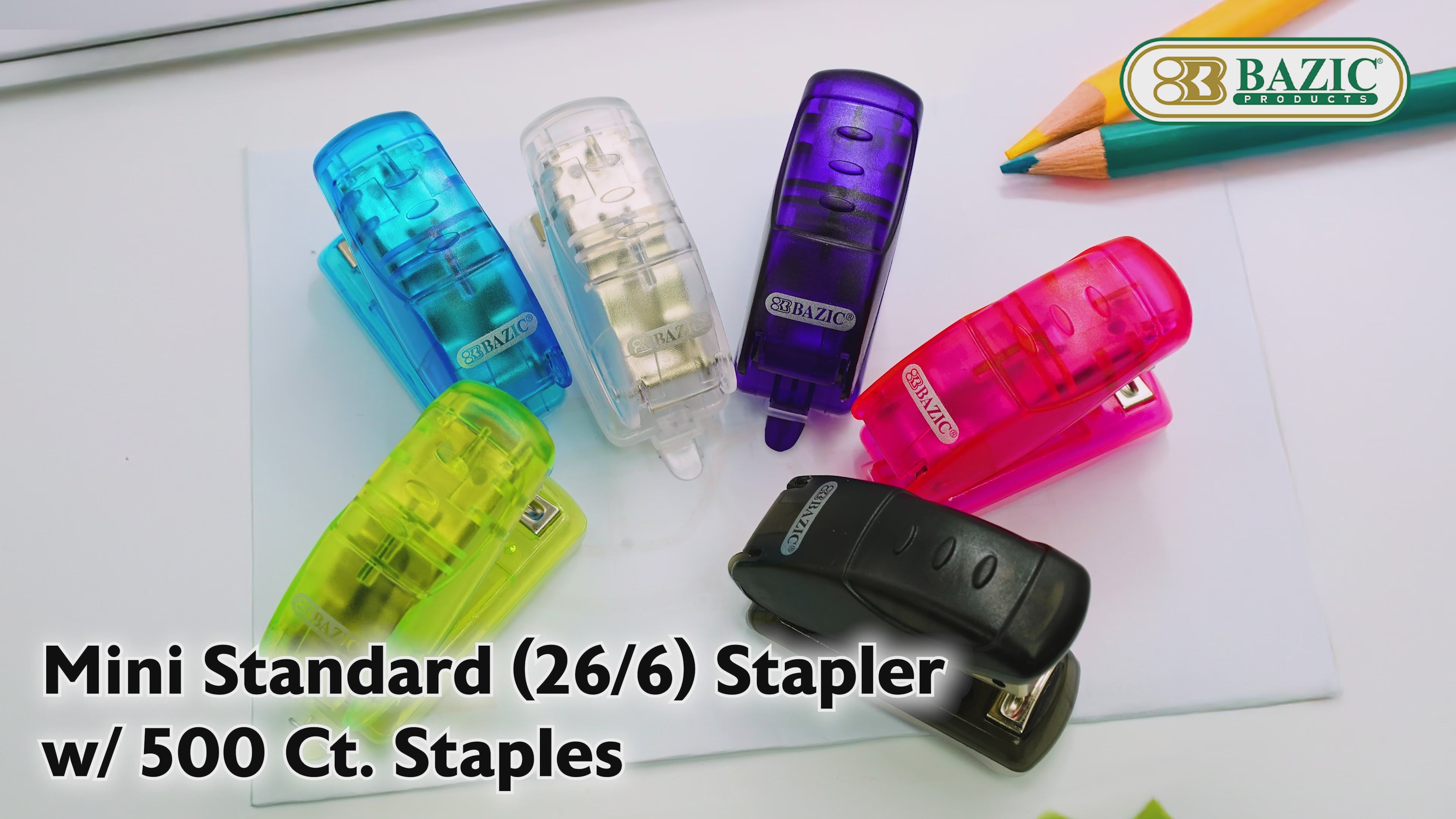 Load video: Mini Stapler, Standard 26/6, with 500 Staples