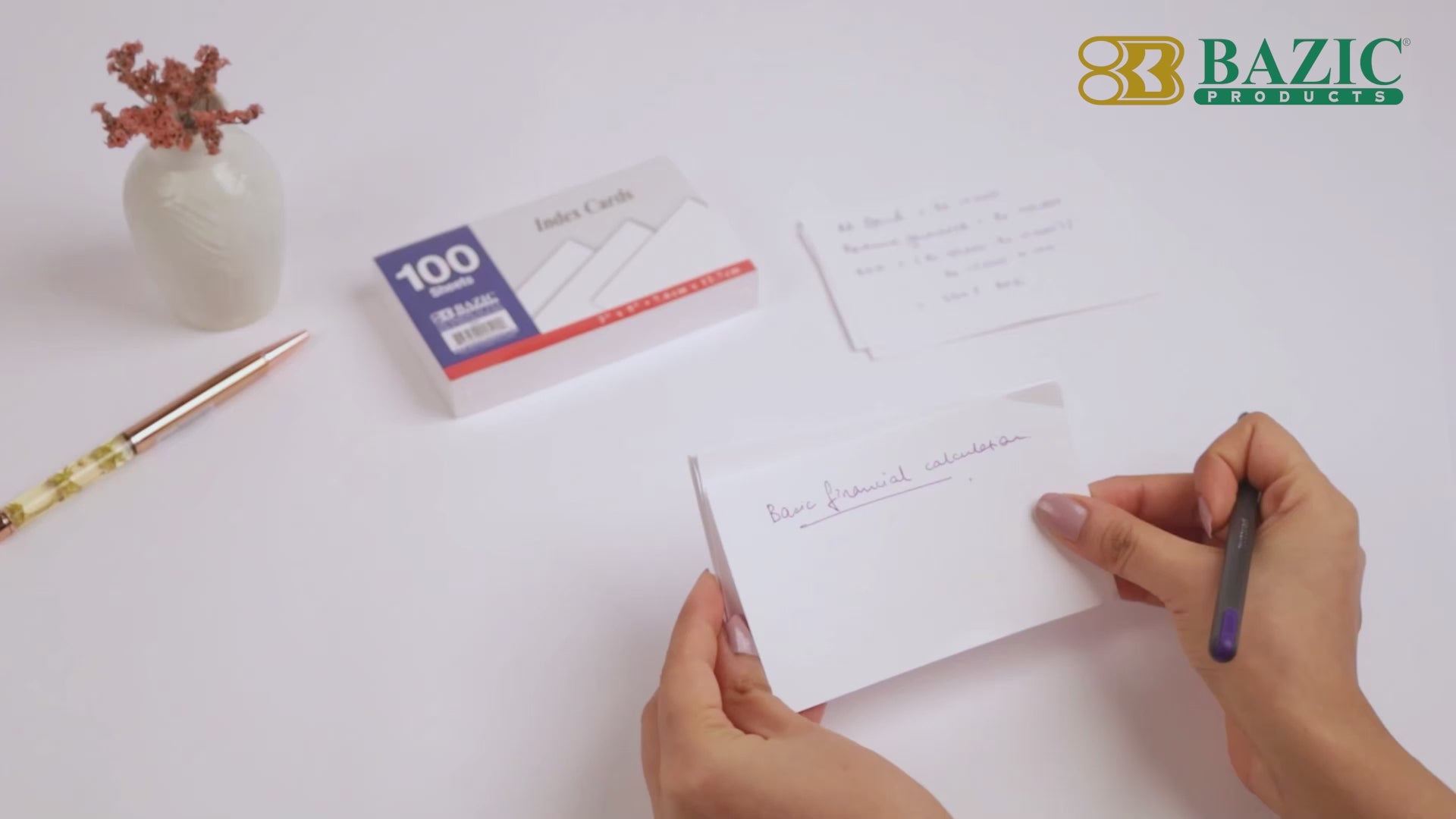 Load video: 100 Ct. 3" X 5" Unruled White Index Card