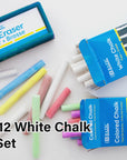 12 Color & 12 White Chalk w/ Eraser Set