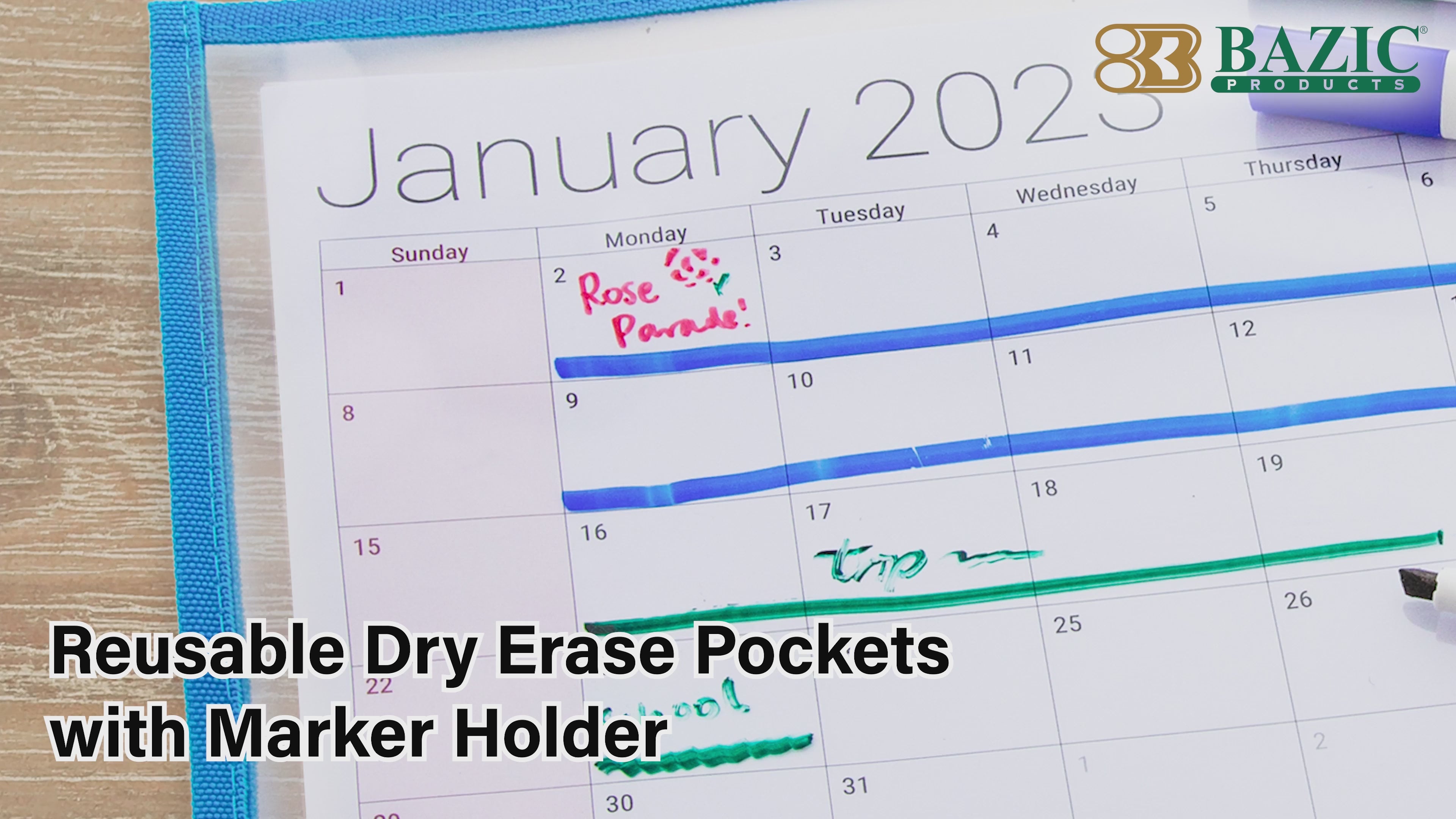 Load video: Reusable Dry Erase Pockets with Marker Holder (10/Pack)