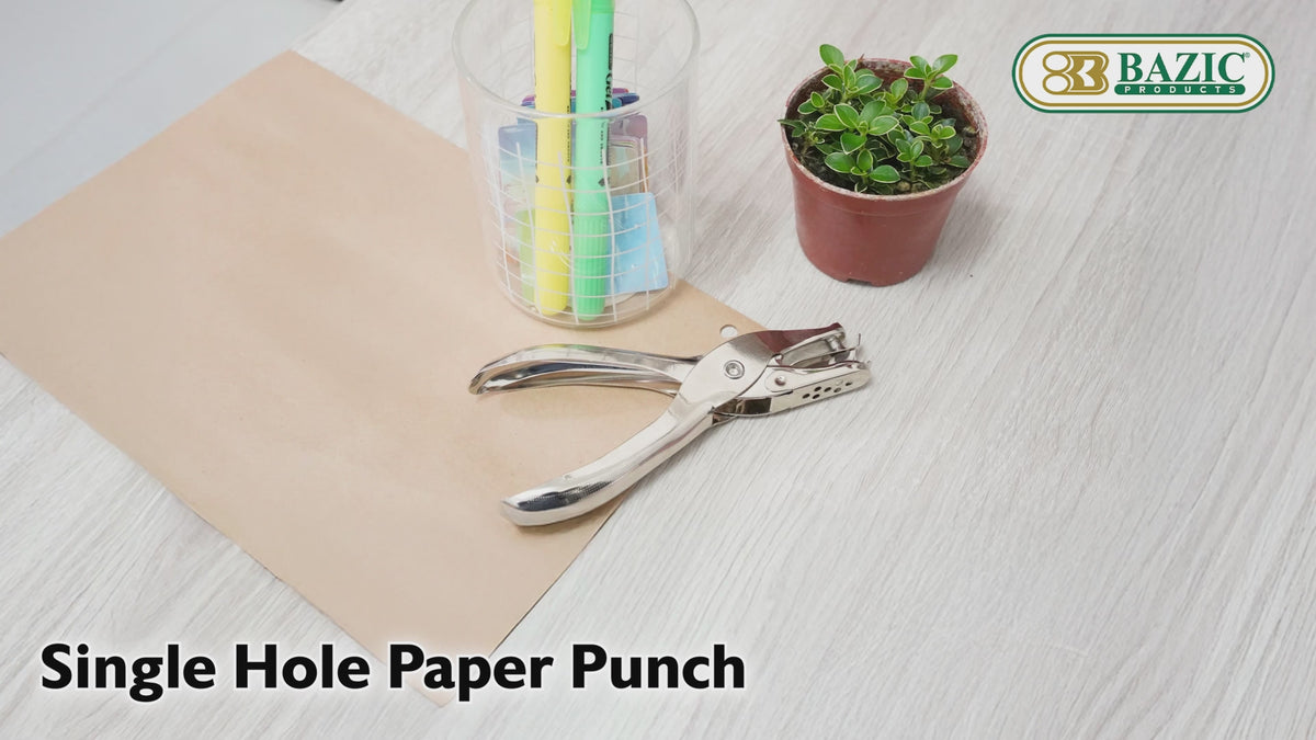 Load video: Single Hole Paper Punch, 5-Sheet, Metal