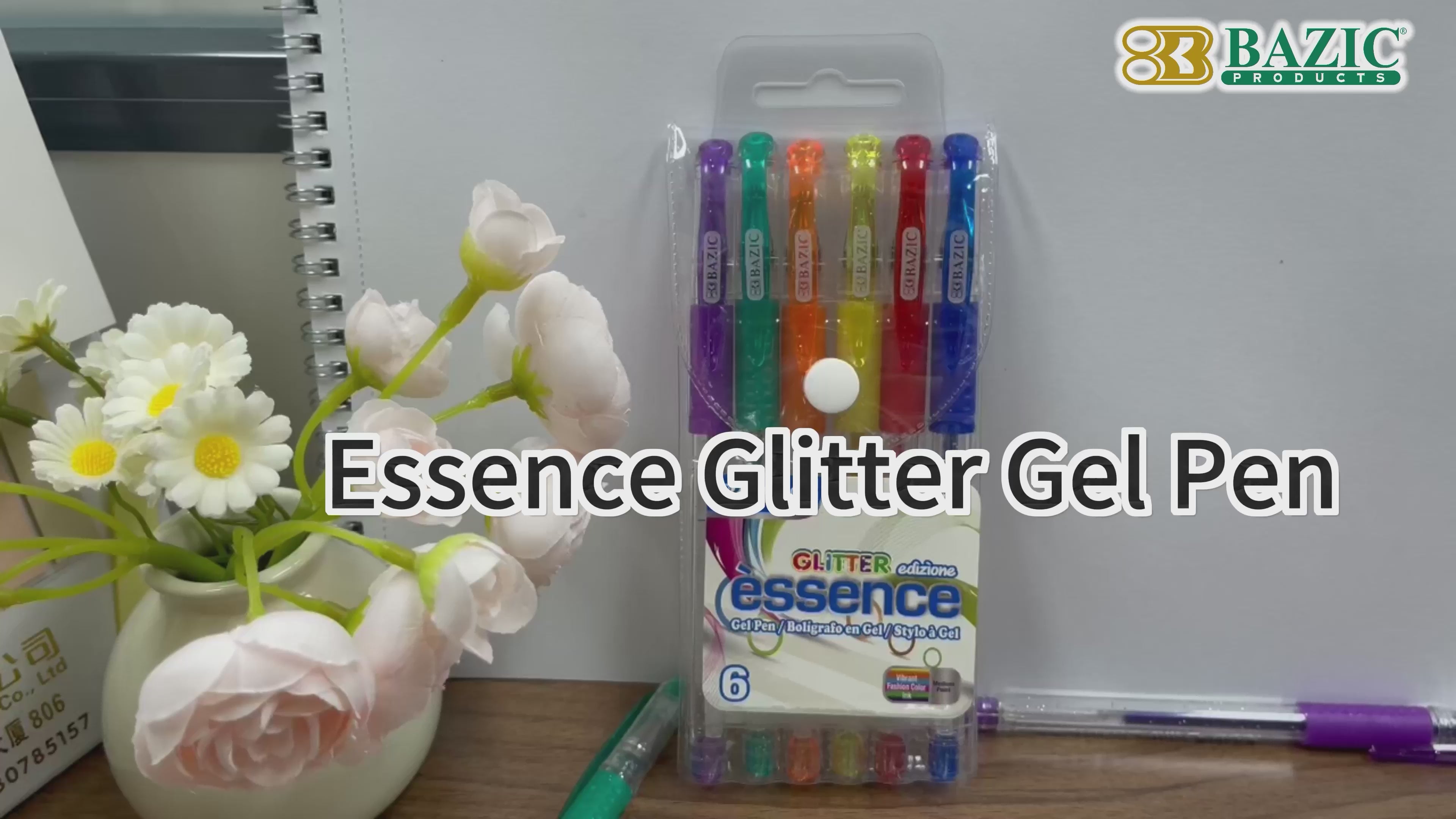 Load video: 6 Glitter Color Essence Gel Pen w/ Cushion Grip