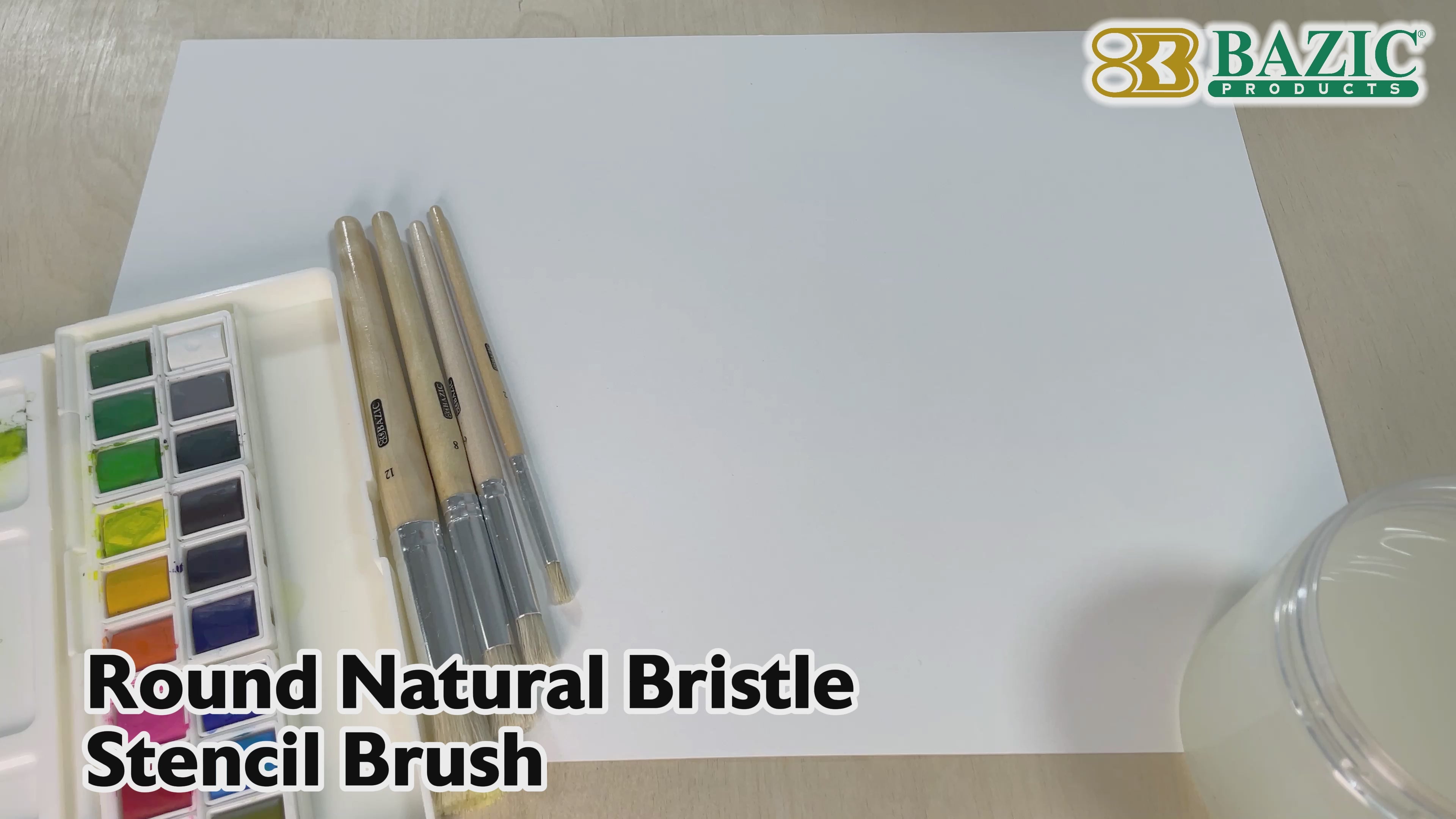 Load video: Round Stencil Paint Brush Set