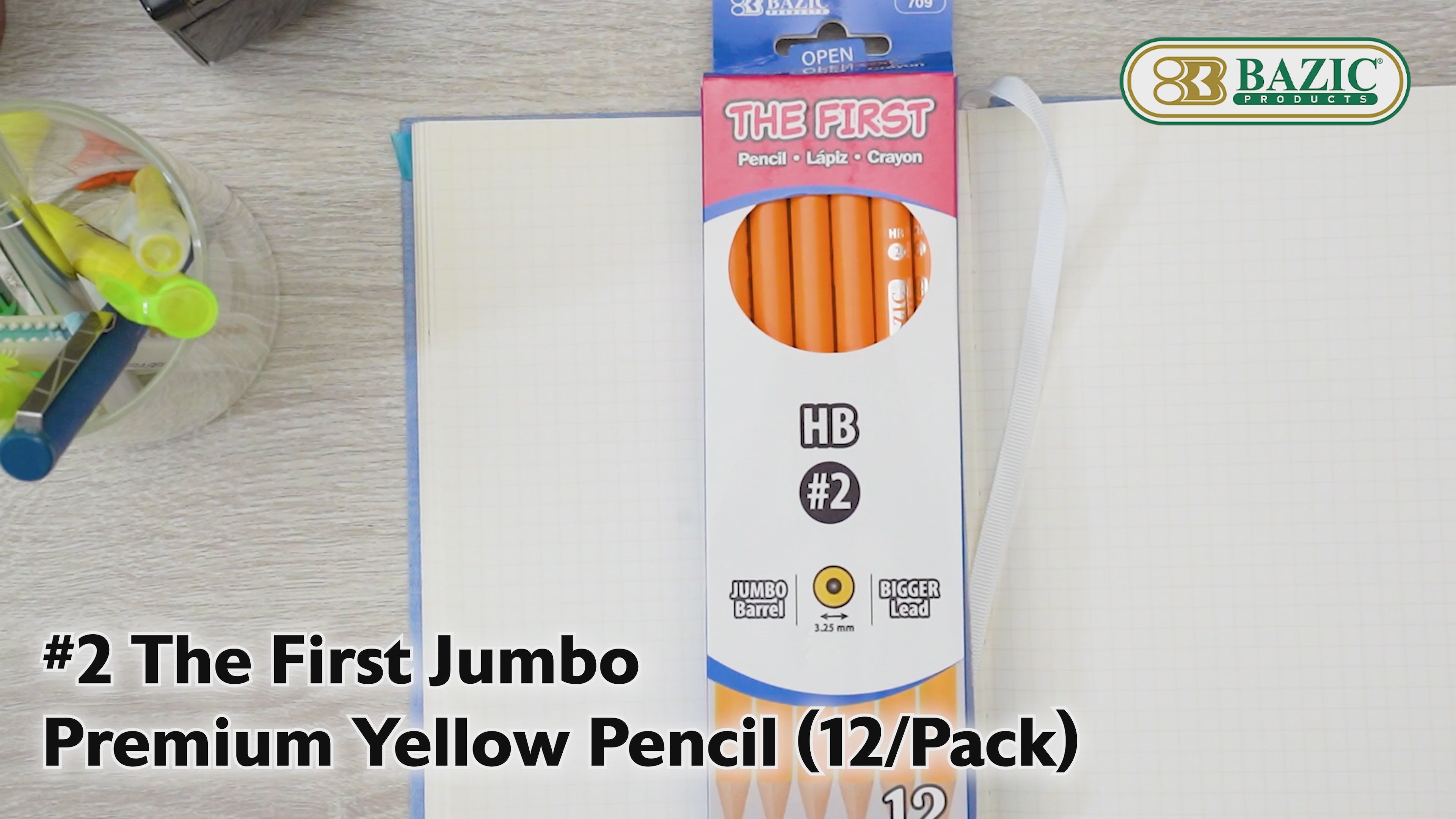 Load video: The First Jumbo #2 Yellow Pencils, Pre-Sharpened