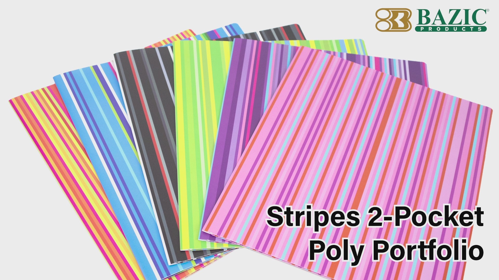Load video: Stripes 2-Pocket Poly Portfolio