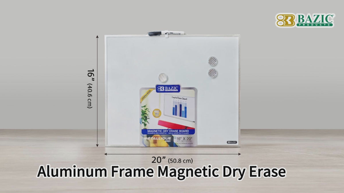 Load video: Aluminum Frame Magnetic Dry Erase Board, 16 x 20 in