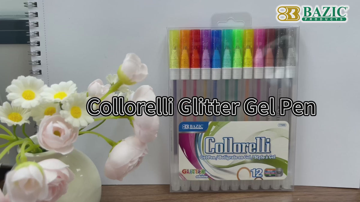 Load video: Collorelli Glitter Gel Pens, 1.0mm Medium, 12 Colors