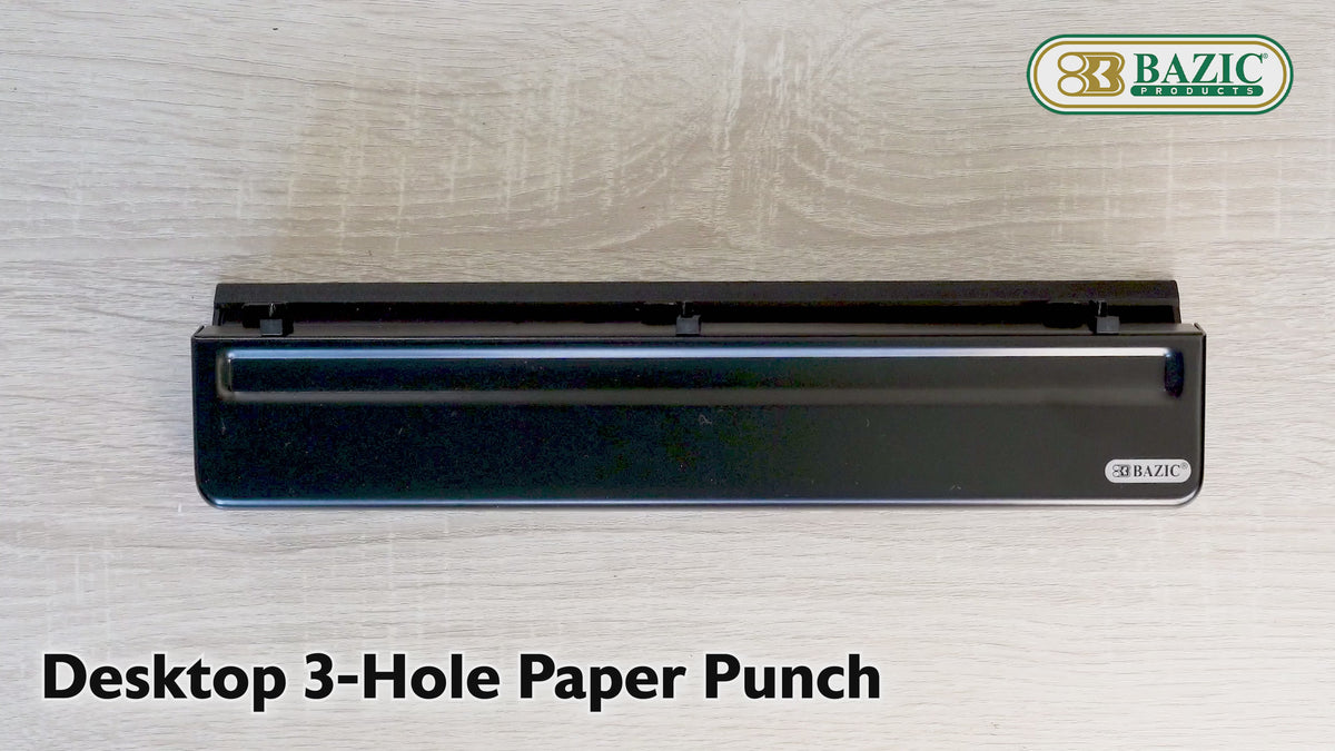 Load video: Desktop 3-Hole Paper Punch, 10-Sheet, Metal