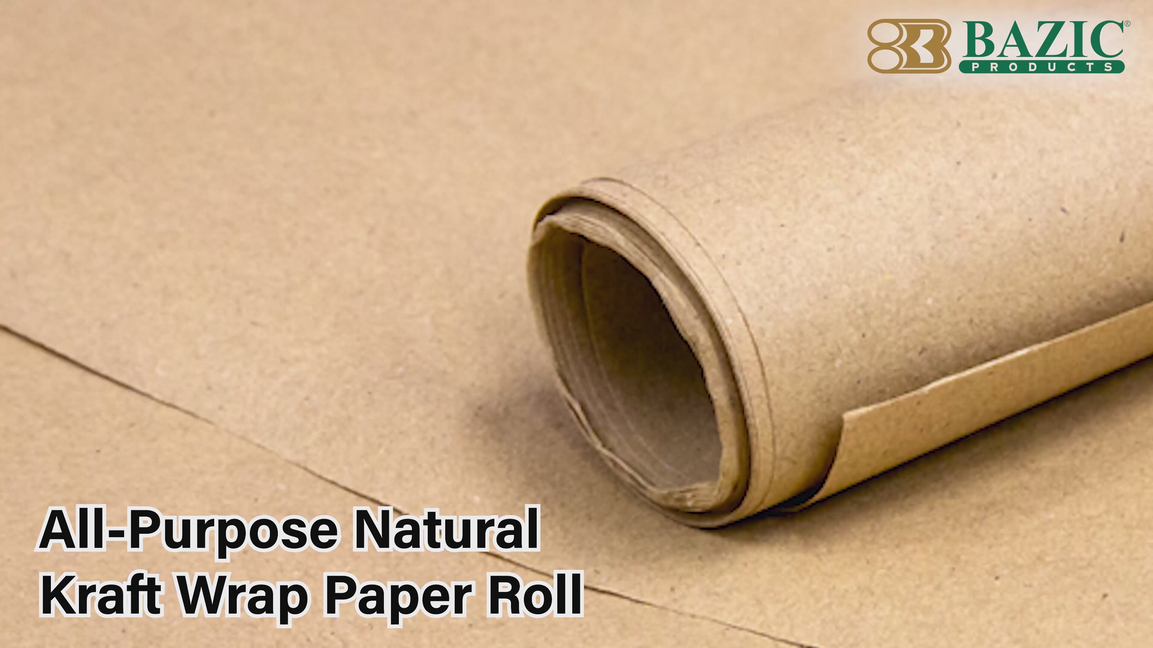Load video: 30" X 14 ft. All-Purpose Natural Kraft Wrap Paper Roll