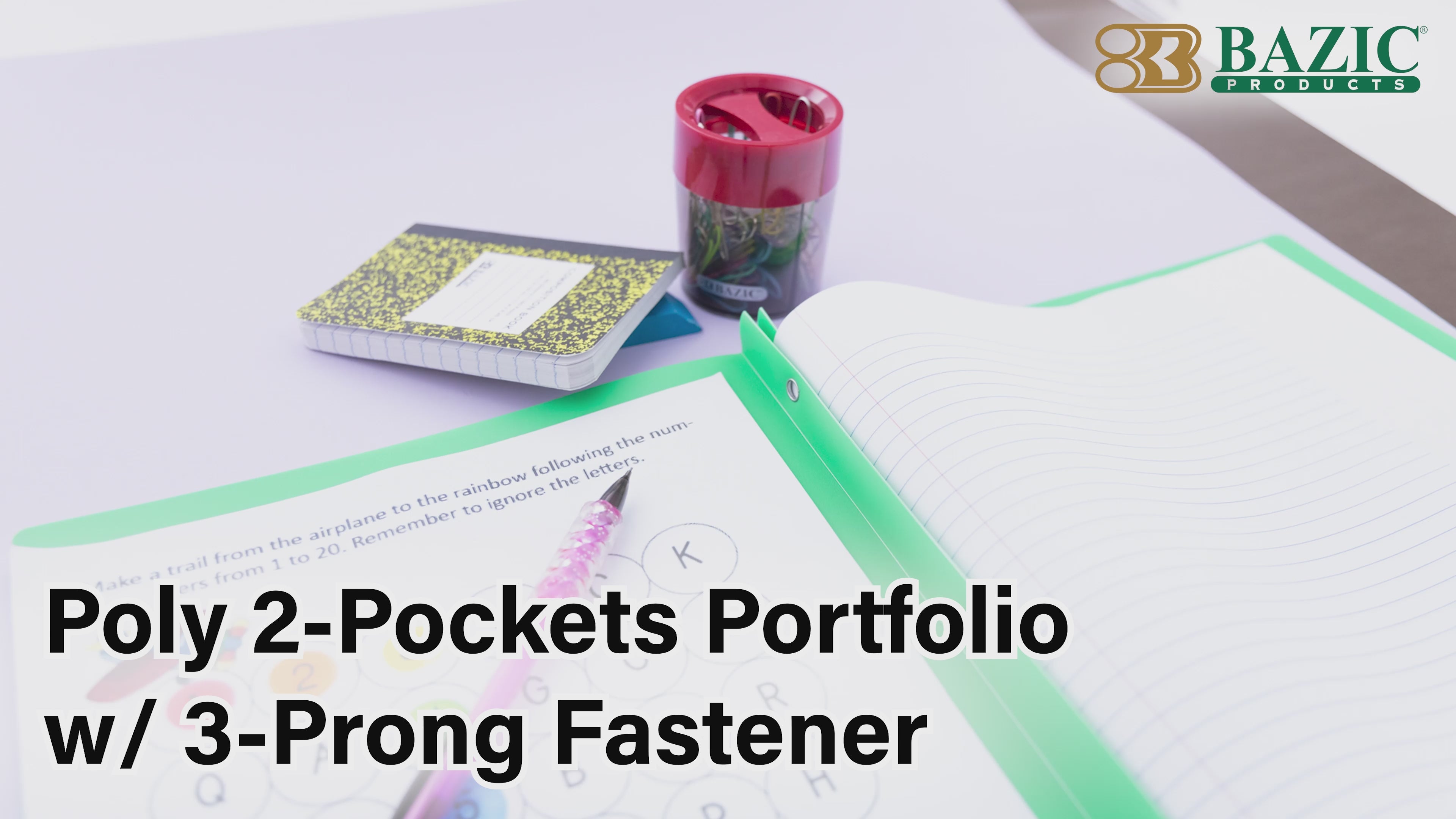 Load video: Yellow Color 2-Pockets Poly Portfolio w/ 3 Prongs