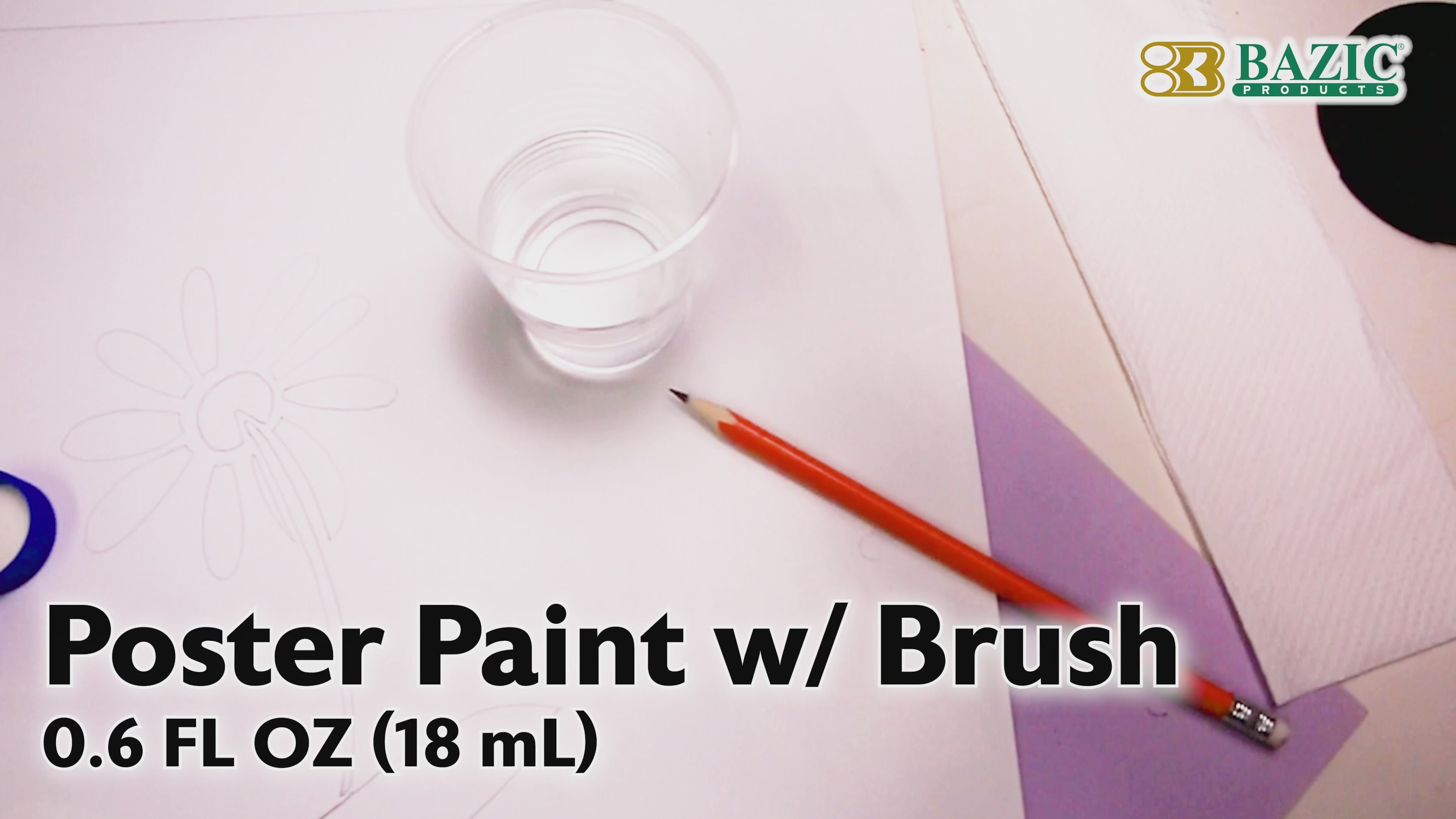 Load video: 0.6 FL OZ (18 mL) 4 Color Poster Paint w/ Brush