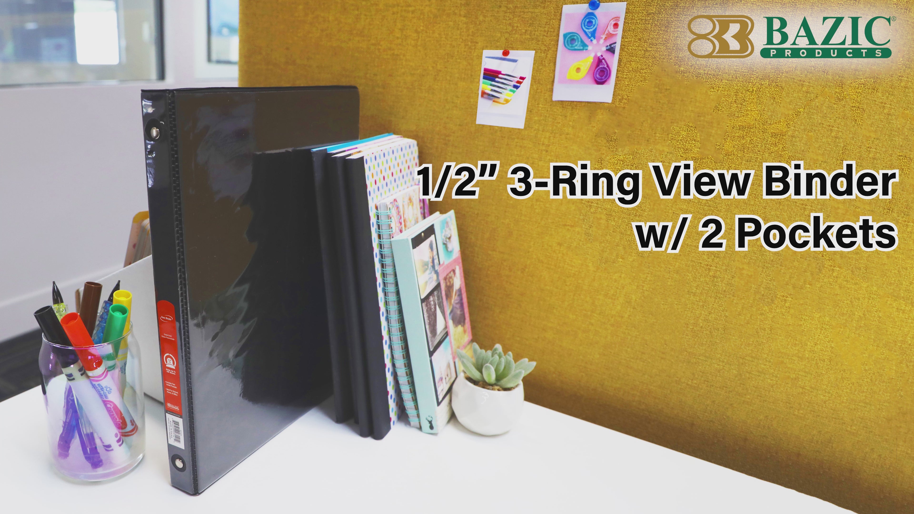 Load video: 1/2" Burgundy 3-Ring View Binder w/ 2-Pockets