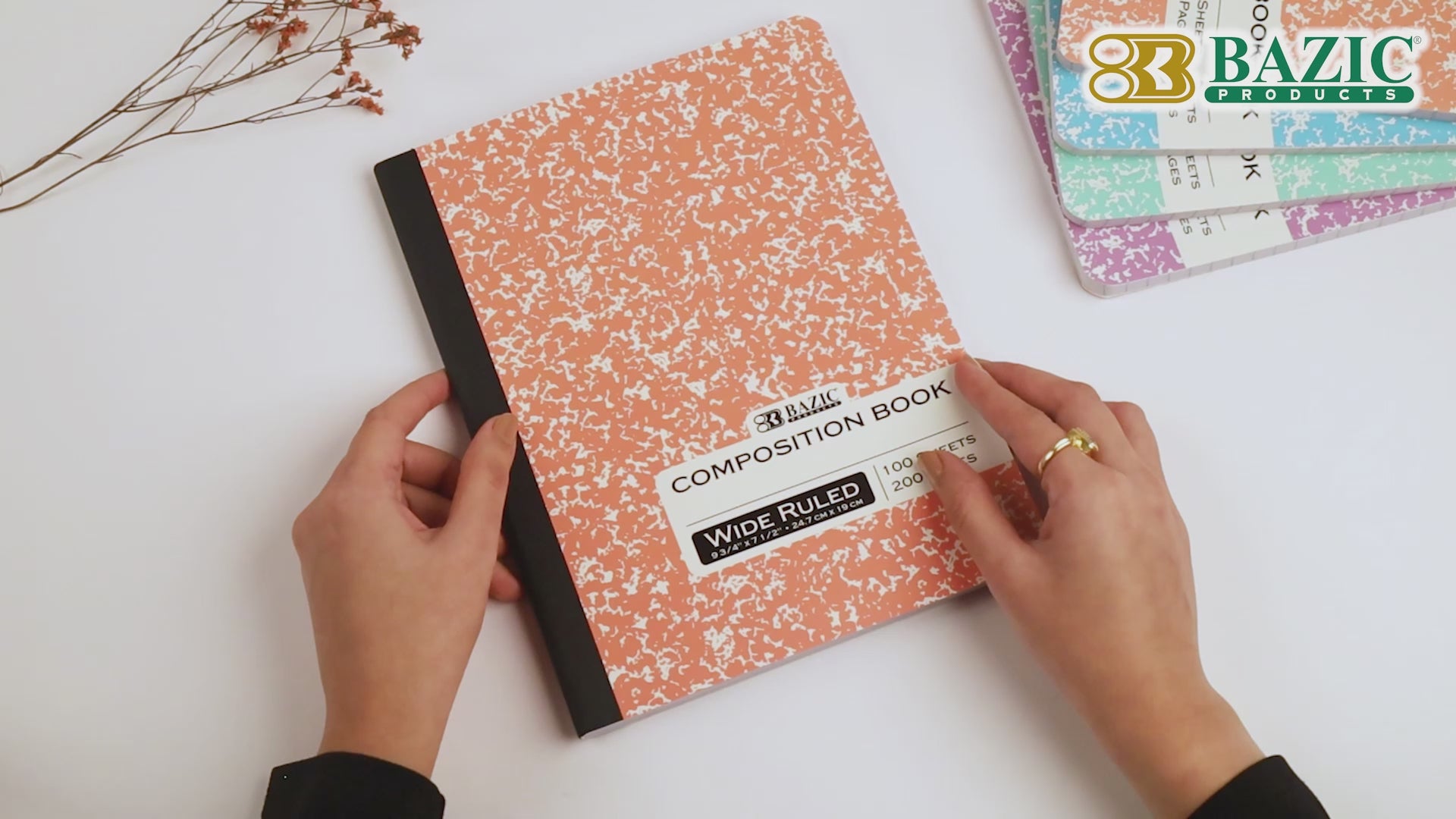 Load video: W/R 100 Ct. Pastel Color Marble Composition Book